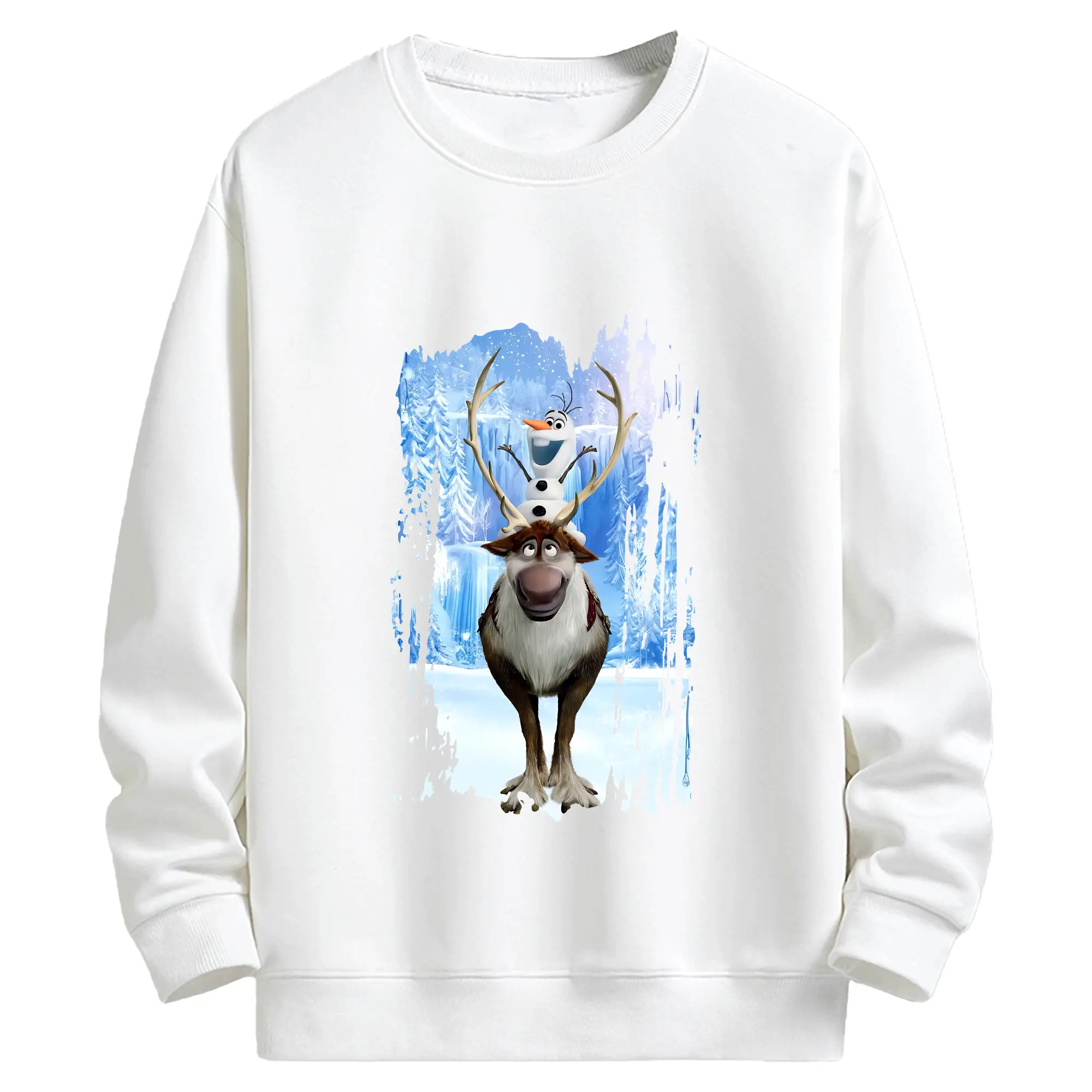 アナと雪の女王(Frozen) グッズ スヴェン(Sven) - キッズ クルーネックスウェットシャツ ・ フロントプリント ・ 綿80％ ポリエステル20％ ・ 快適 通学 スポーツ 日常使い お散歩用