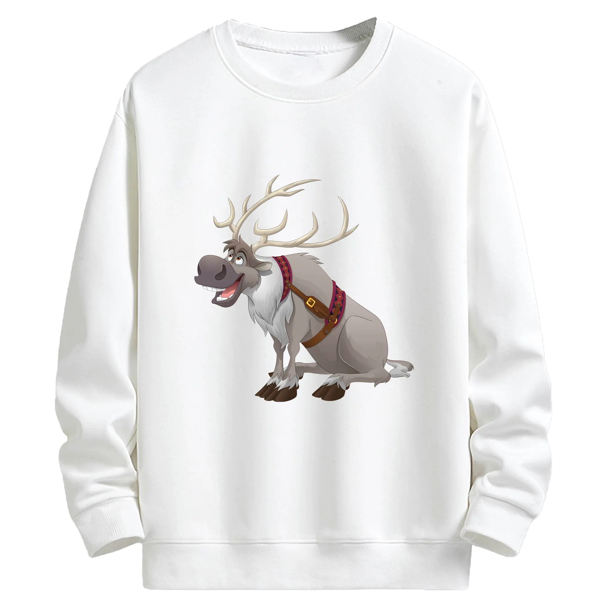 アナと雪の女王(Frozen) グッズ スヴェン(Sven) - キッズ クルーネックスウェットシャツ ・ フロントプリント ・ 綿80％ ポリエステル20％ ・ 快適 通学 スポーツ 日常使い お散歩用