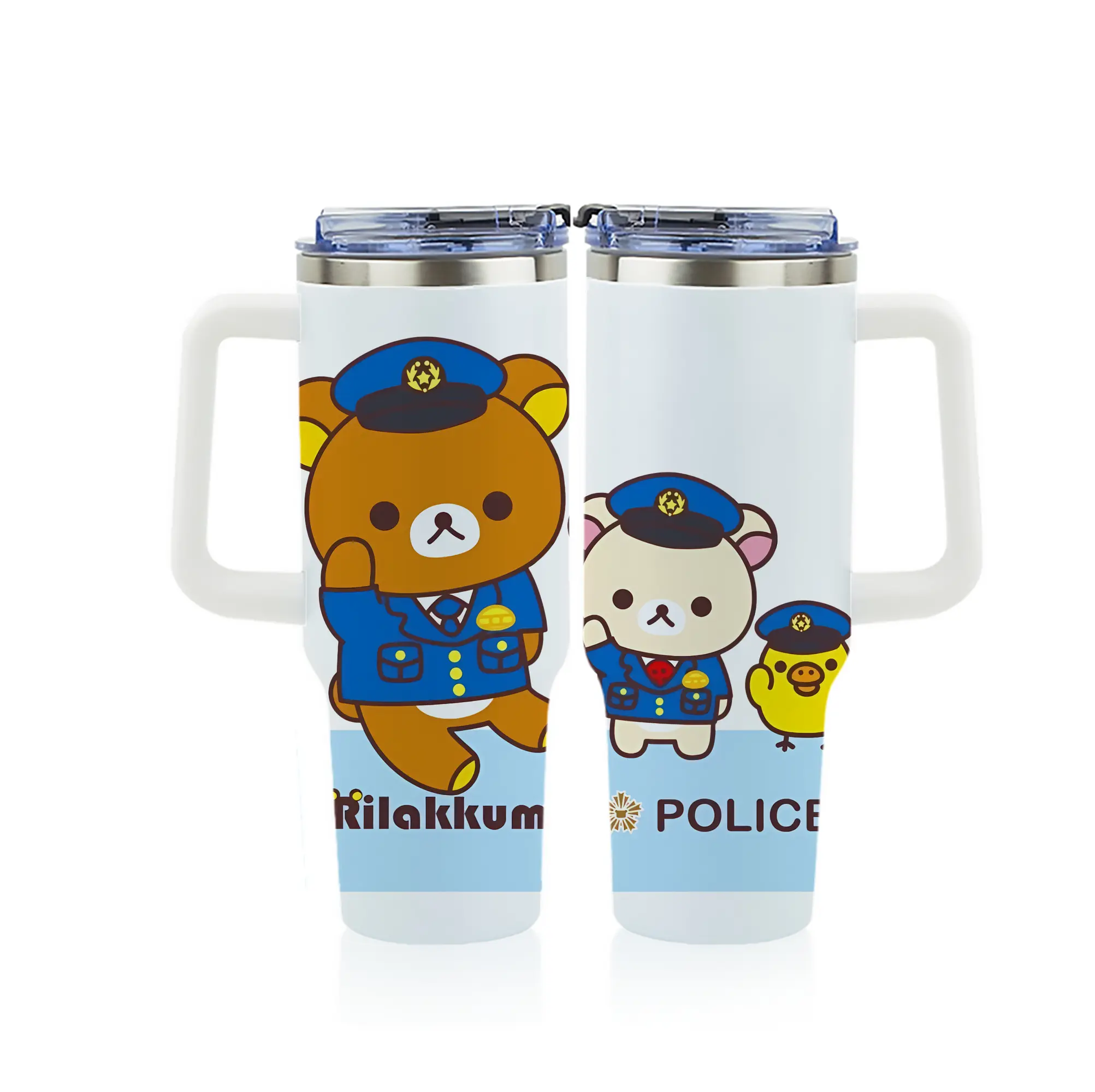 リラックマ (Rilakkuma) グッズ リラックマ (Rilakkuma) - 1200mL フルプリント車用タンブラー ・ 304ステンレス 内側 ・ 201ステンレス 外側 ・ 保温 保冷 ・ 通勤 ドライブ アウトドア用