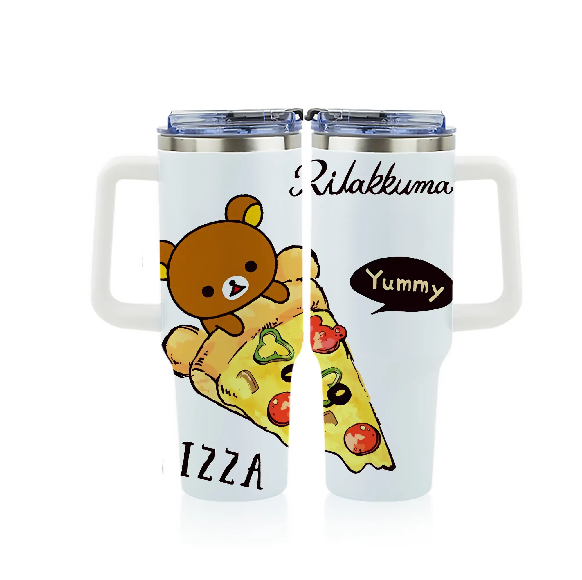 リラックマ (Rilakkuma) グッズ リラックマ (Rilakkuma) - 1200mL フルプリント車用タンブラー ・ 304ステンレス 内側 ・ 201ステンレス 外側 ・ 保温 保冷 ・ 通勤 ドライブ アウトドア用
