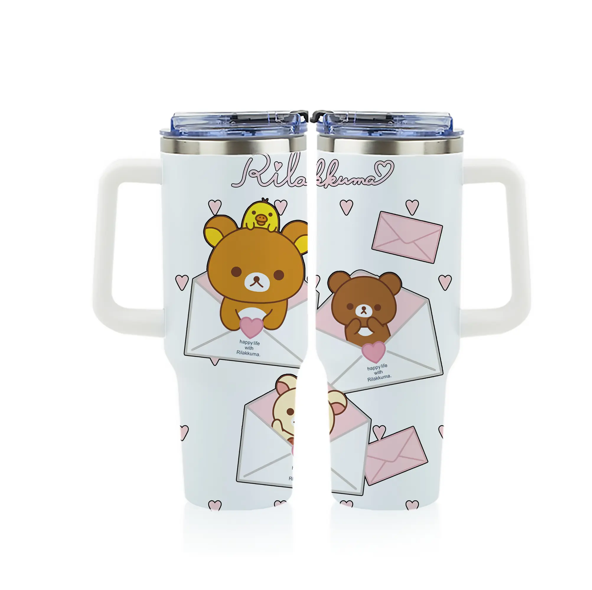 リラックマ (Rilakkuma) グッズ リラックマ (Rilakkuma) - 1200mL フルプリント車用タンブラー ・ 304ステンレス 内側 ・ 201ステンレス 外側 ・ 保温 保冷 ・ 通勤 ドライブ アウトドア用