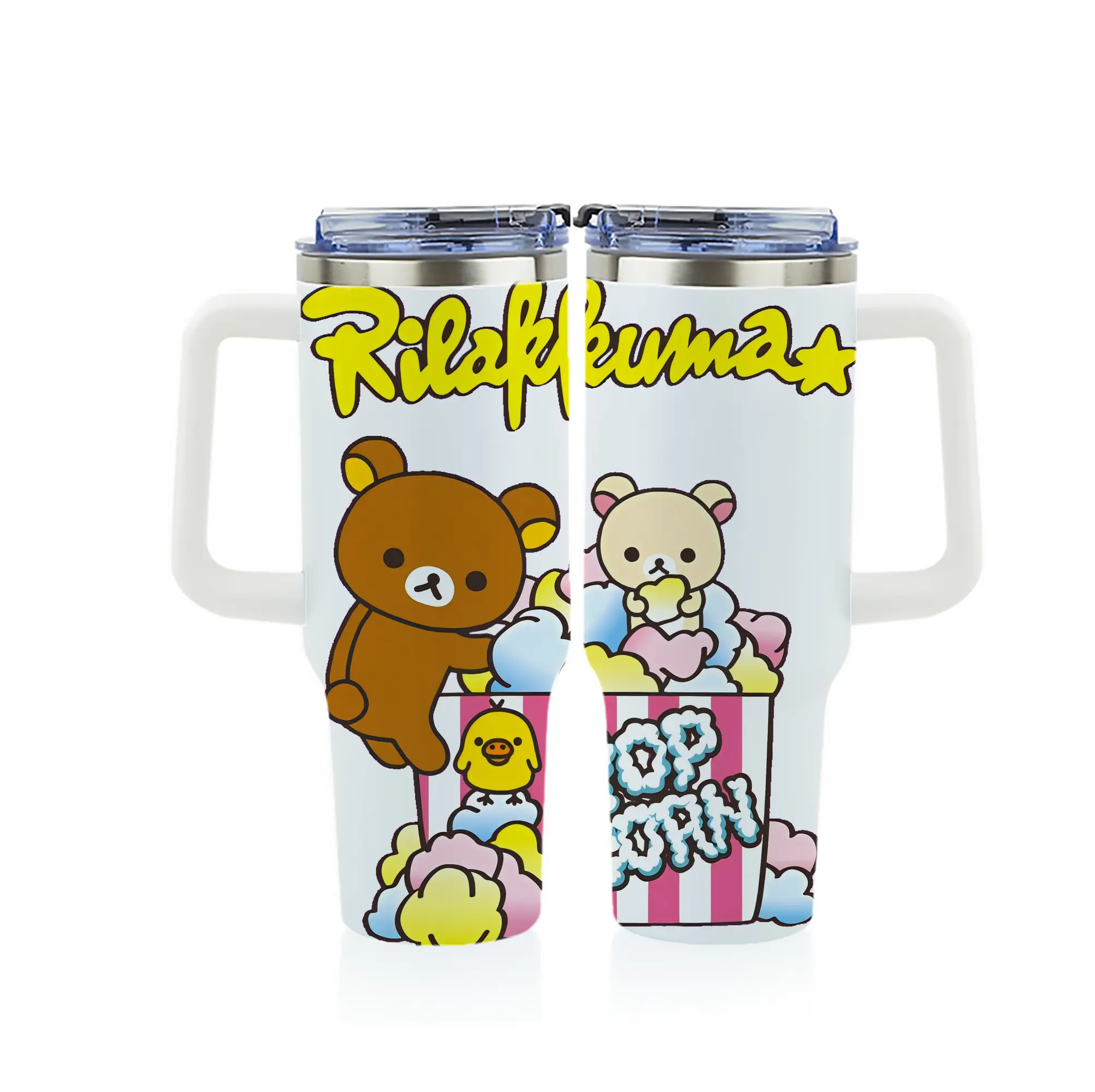 リラックマ (Rilakkuma) グッズ リラックマ (Rilakkuma) - 1200mL フルプリント車用タンブラー ・ 304ステンレス 内側 ・ 201ステンレス 外側 ・ 保温 保冷 ・ 通勤 ドライブ アウトドア用