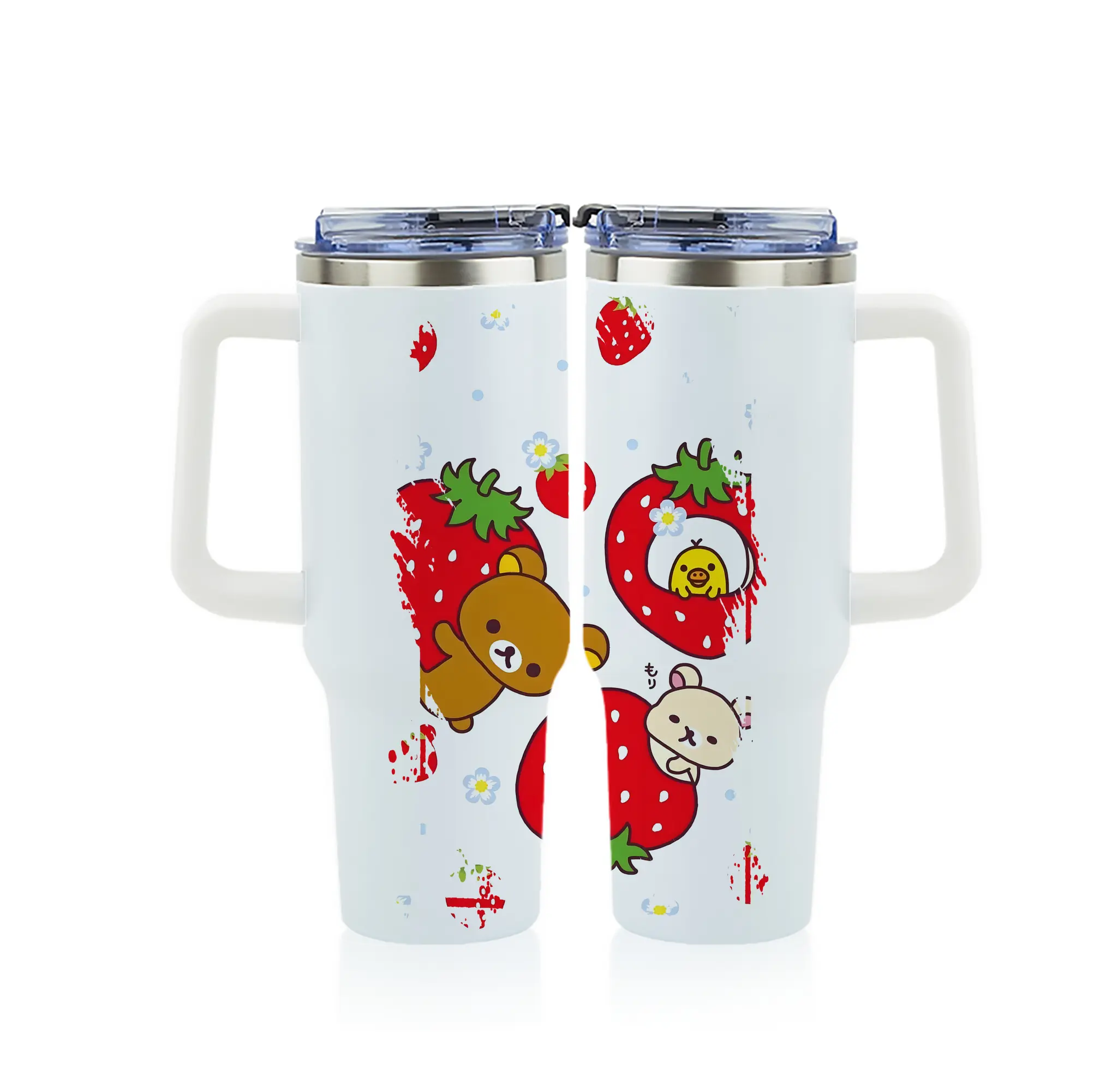 リラックマ (Rilakkuma) グッズ リラックマ (Rilakkuma) - 1200mL フルプリント車用タンブラー ・ 304ステンレス 内側 ・ 201ステンレス 外側 ・ 保温 保冷 ・ 通勤 ドライブ アウトドア用