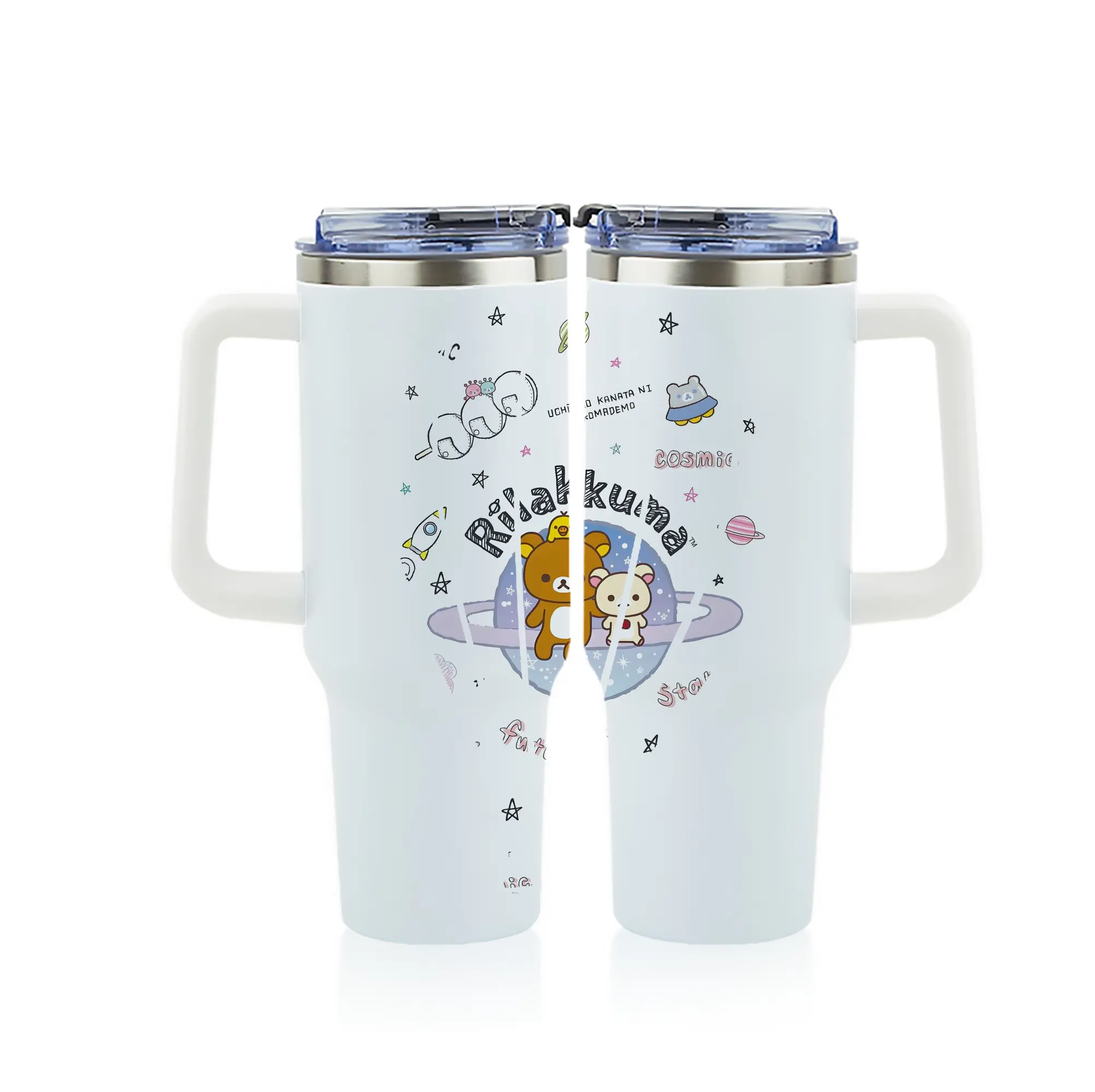 リラックマ (Rilakkuma) グッズ リラックマ (Rilakkuma) - 1200mL フルプリント車用タンブラー ・ 304ステンレス 内側 ・ 201ステンレス 外側 ・ 保温 保冷 ・ 通勤 ドライブ アウトドア用