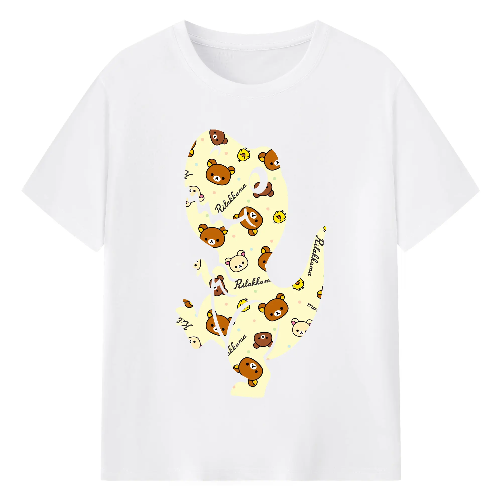 リラックマ (Rilakkuma) グッズ リラックマ (Rilakkuma) - 綿100％ 半袖Tシャツ ・ フロントプリント ・ 快適 通気性 ・ 日常使い 散歩 スポーツ用