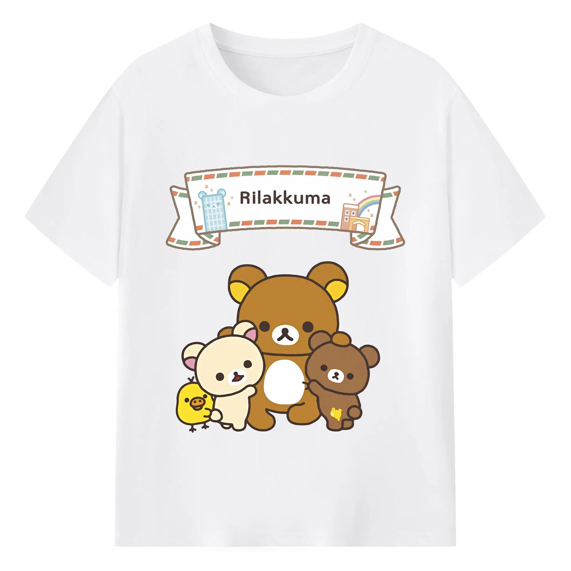 リラックマ (Rilakkuma) グッズ リラックマ (Rilakkuma) - 綿100％ 半袖Tシャツ ・ フロントプリント ・ 快適 通気性 ・ 日常使い 散歩 スポーツ用