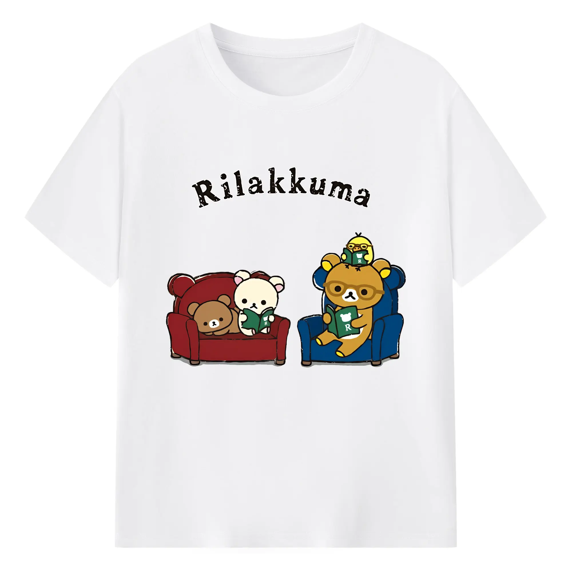 リラックマ (Rilakkuma) グッズ リラックマ (Rilakkuma) - 綿100％ 半袖Tシャツ ・ フロントプリント ・ 快適 通気性 ・ 日常使い 散歩 スポーツ用
