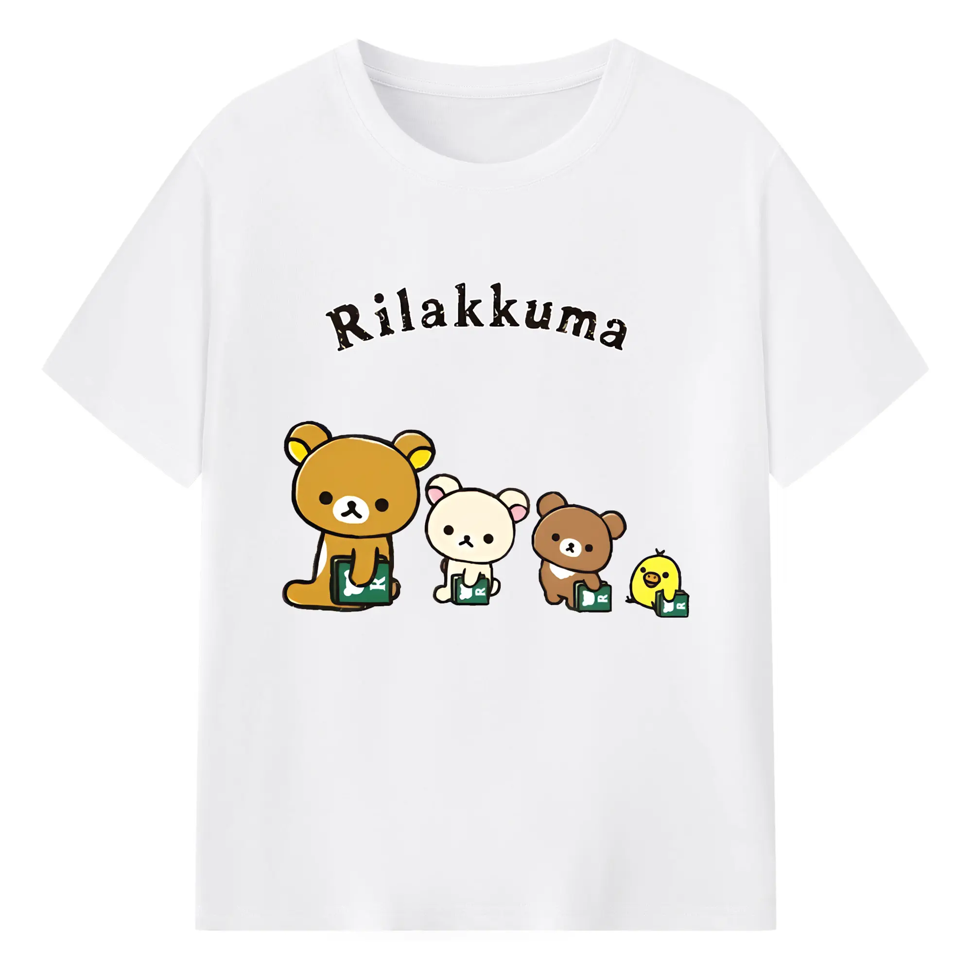 リラックマ (Rilakkuma) グッズ リラックマ (Rilakkuma) - 綿100％ 半袖Tシャツ ・ フロントプリント ・ 快適 通気性 ・ 日常使い 散歩 スポーツ用