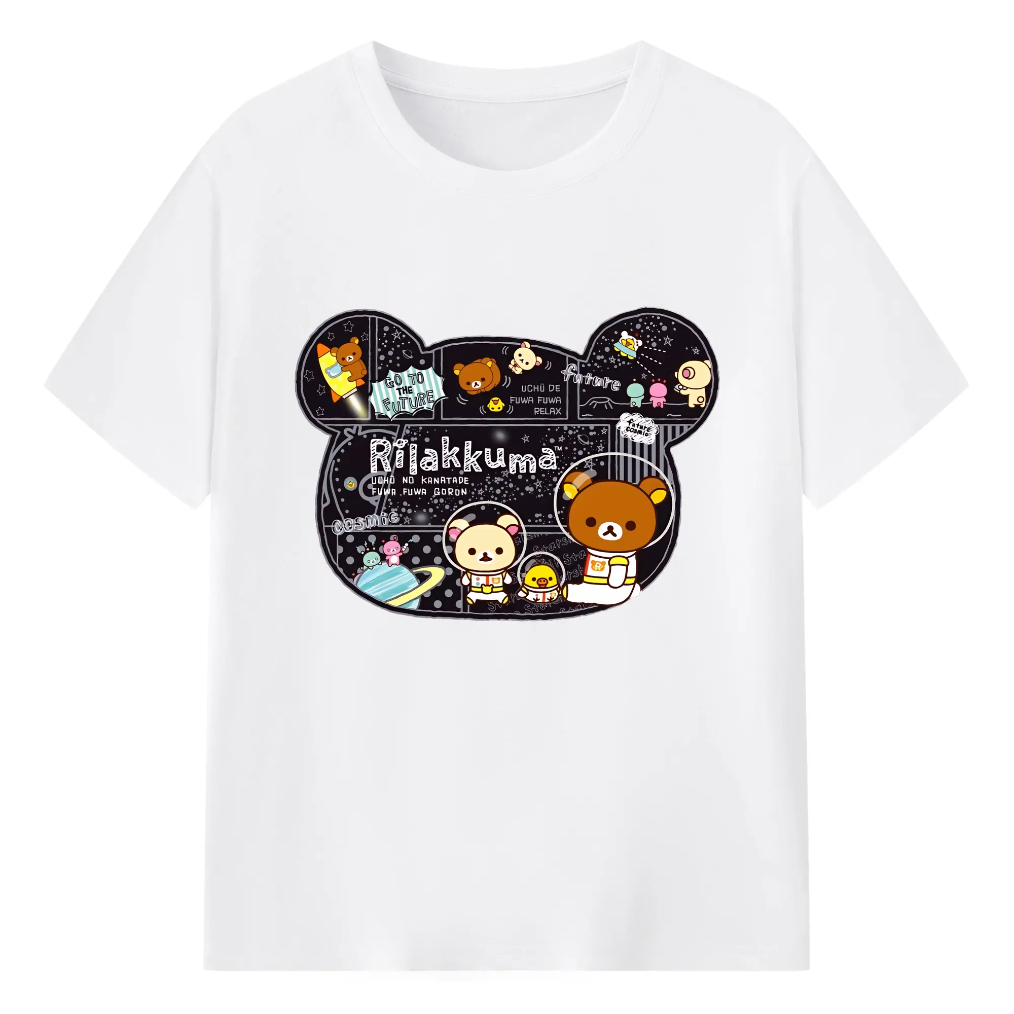 リラックマ (Rilakkuma) グッズ リラックマ (Rilakkuma) - 綿100％ 半袖Tシャツ ・ フロントプリント ・ 快適 通気性 ・ 日常使い 散歩 スポーツ用