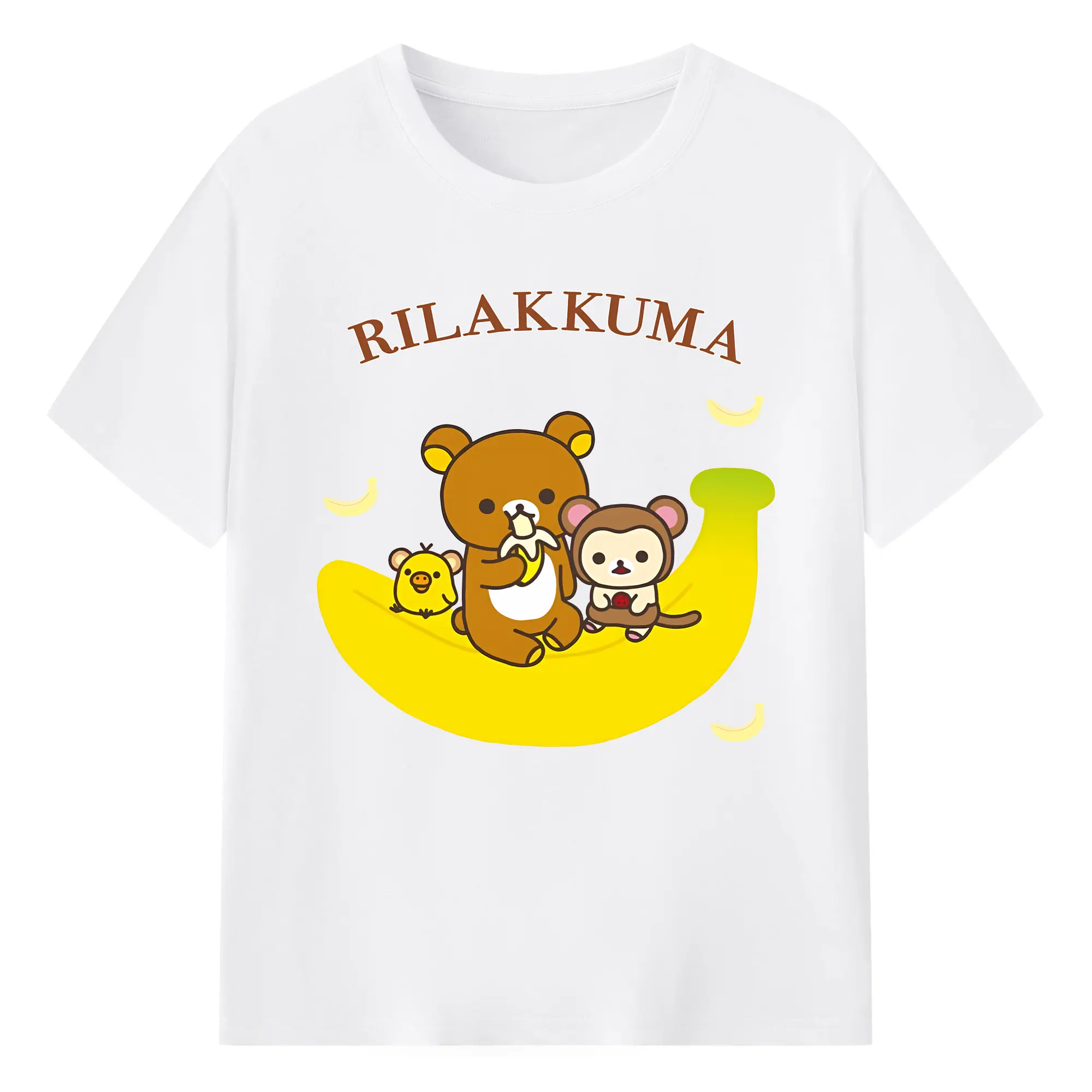 リラックマ (Rilakkuma) グッズ リラックマ (Rilakkuma) - 綿100％ 半袖Tシャツ ・ フロントプリント ・ 快適 通気性 ・ 日常使い 散歩 スポーツ用