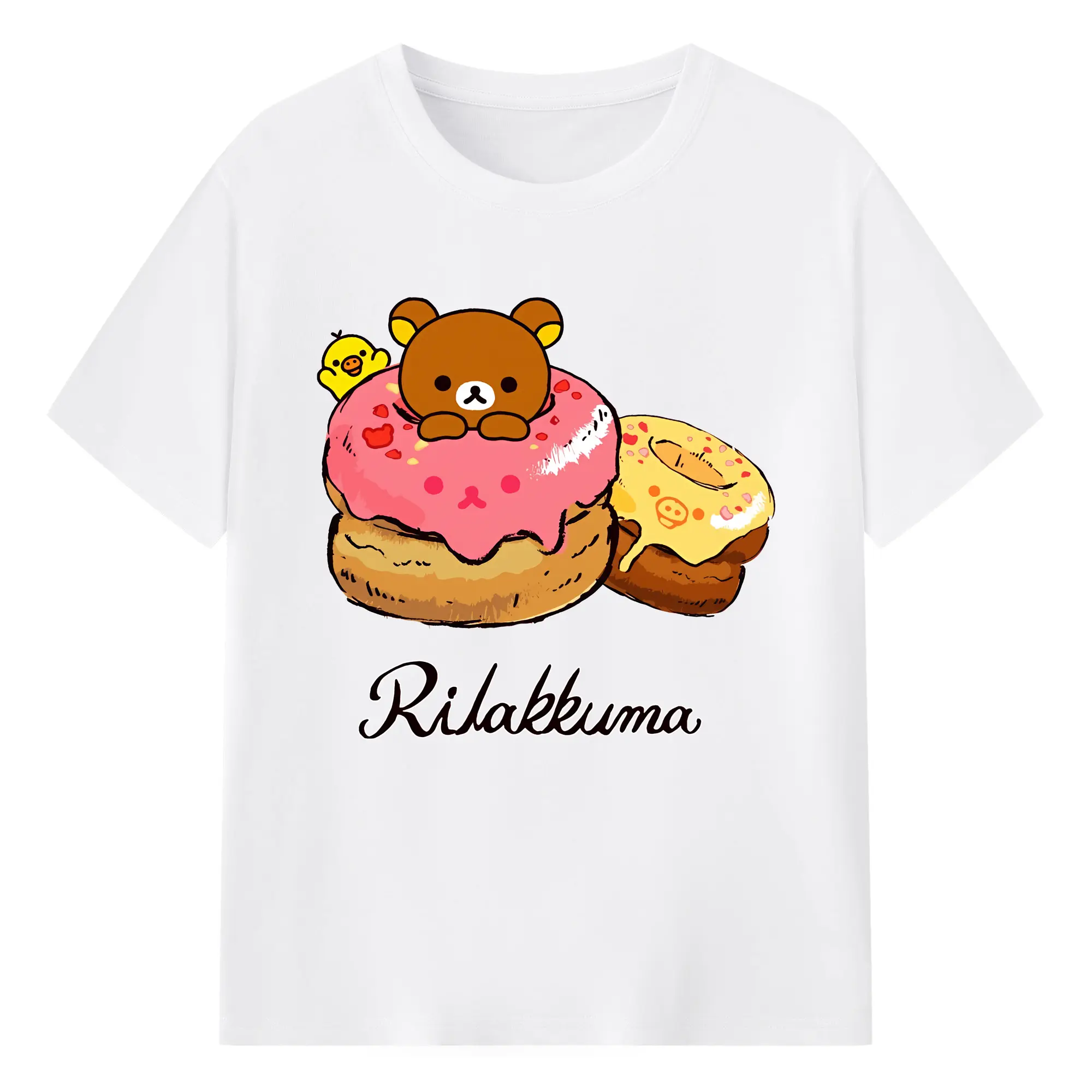 リラックマ (Rilakkuma) グッズ リラックマ (Rilakkuma) - 綿100％ 半袖Tシャツ ・ フロントプリント ・ 快適 通気性 ・ 日常使い 散歩 スポーツ用