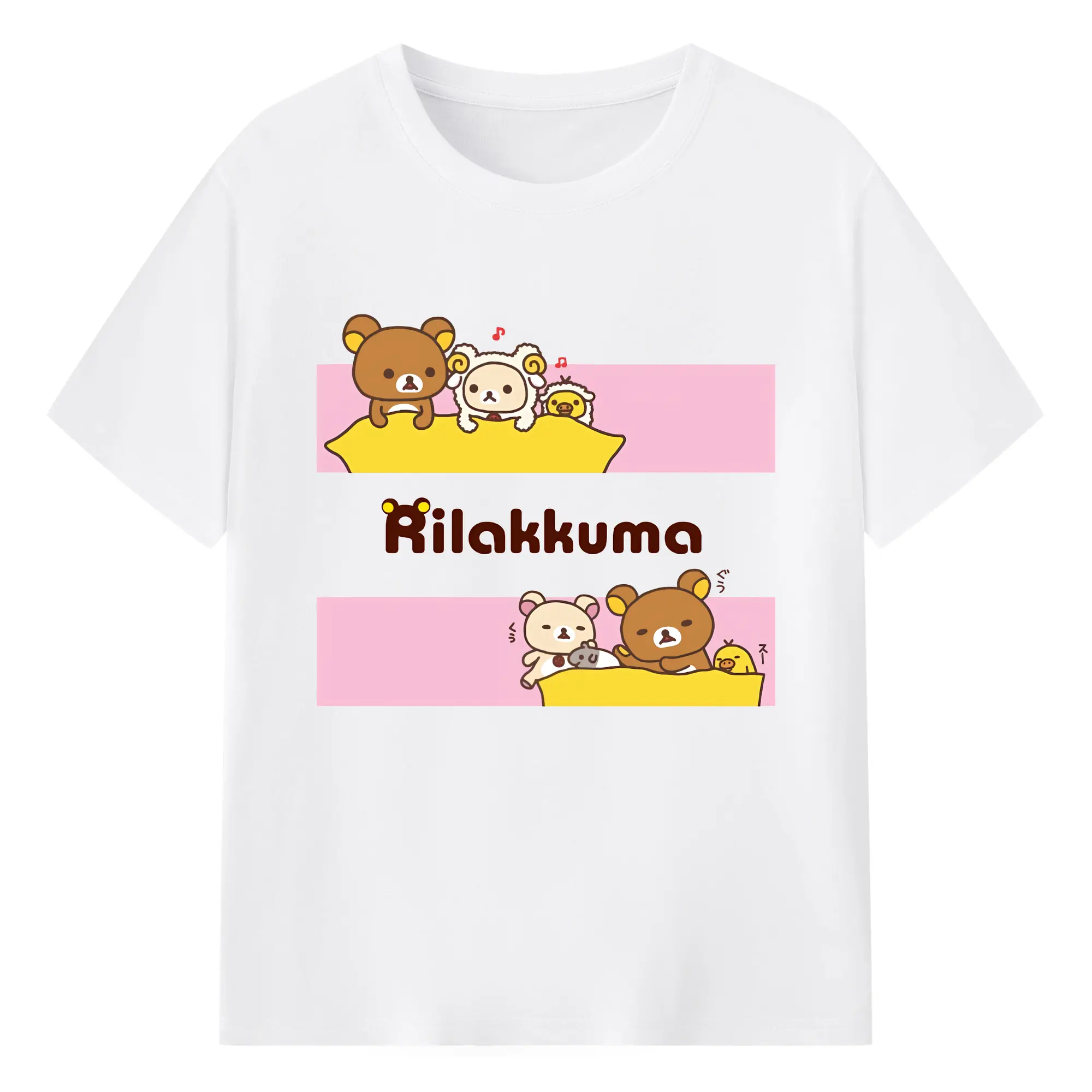 リラックマ (Rilakkuma) グッズ リラックマ (Rilakkuma) - 綿100％ 半袖Tシャツ ・ フロントプリント ・ 快適 通気性 ・ 日常使い 散歩 スポーツ用