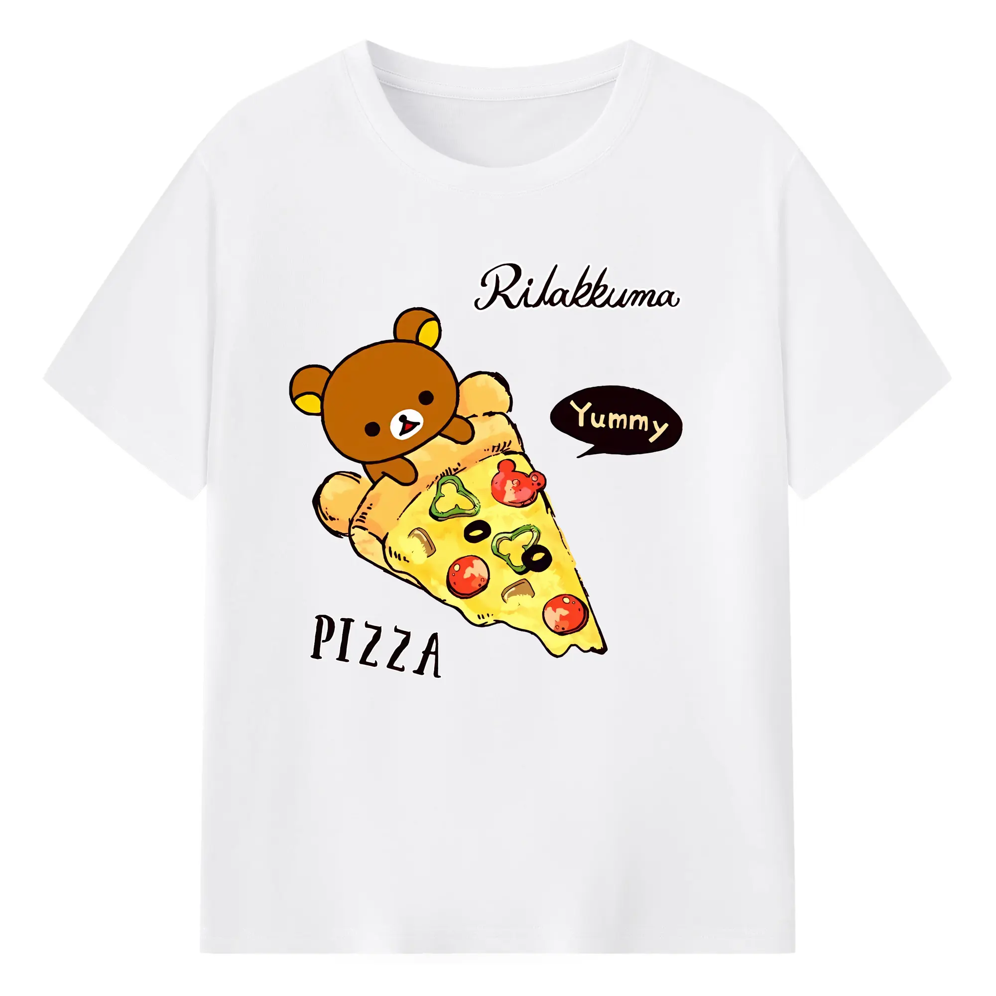 リラックマ (Rilakkuma) グッズ リラックマ (Rilakkuma) - 綿100％ 半袖Tシャツ ・ フロントプリント ・ 快適 通気性 ・ 日常使い 散歩 スポーツ用