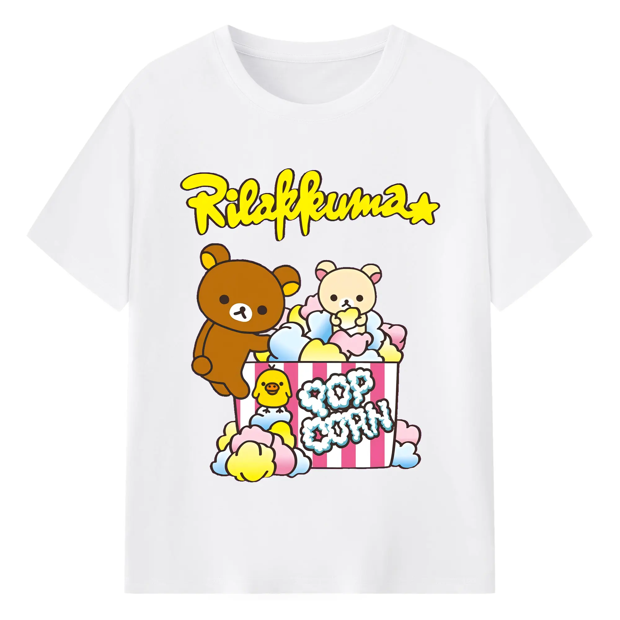 リラックマ (Rilakkuma) グッズ リラックマ (Rilakkuma) - 綿100％ 半袖Tシャツ ・ フロントプリント ・ 快適 通気性 ・ 日常使い 散歩 スポーツ用