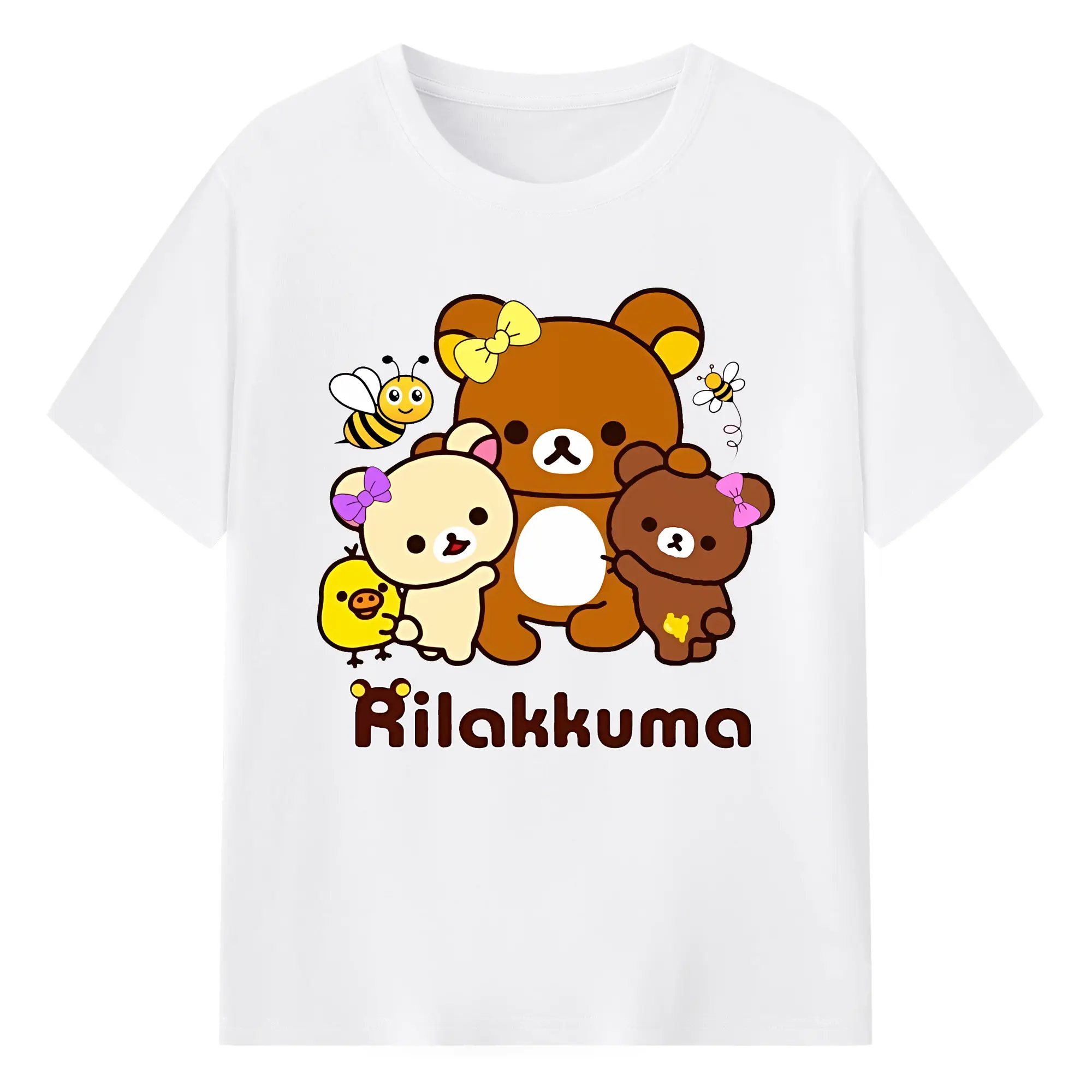 リラックマ (Rilakkuma) グッズ リラックマ (Rilakkuma) - 綿100％ 半袖Tシャツ ・ フロントプリント ・ 快適 通気性 ・ 日常使い 散歩 スポーツ用