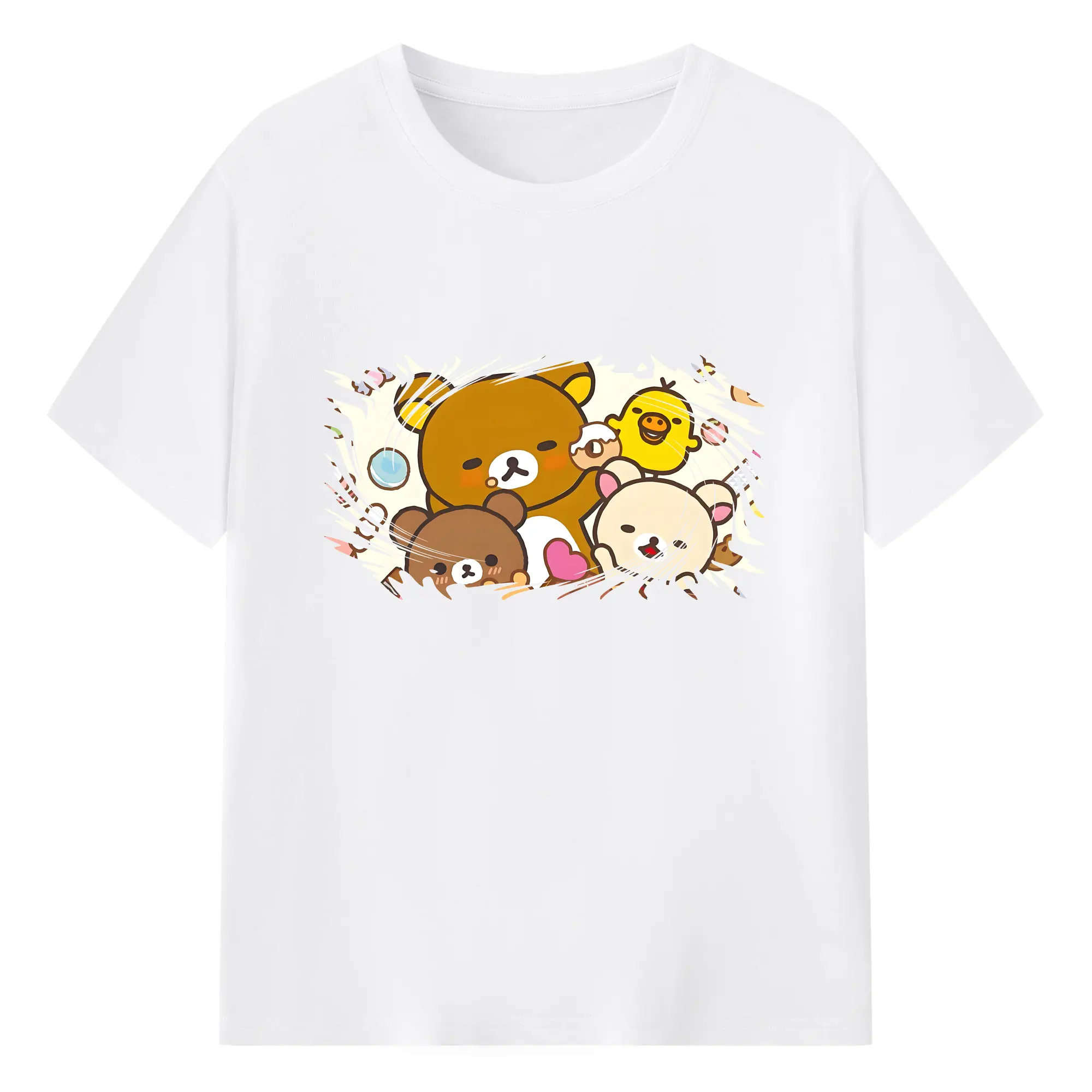 リラックマ (Rilakkuma) グッズ リラックマ (Rilakkuma) - 綿100％ 半袖Tシャツ ・ フロントプリント ・ 快適 通気性 ・ 日常使い 散歩 スポーツ用