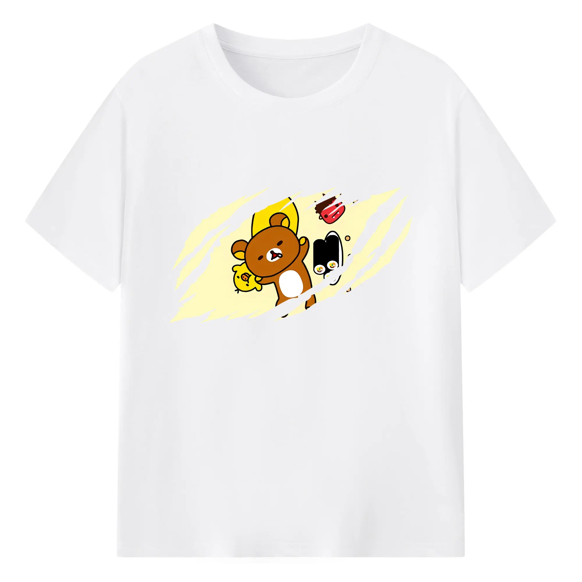 リラックマ (Rilakkuma) グッズ リラックマ (Rilakkuma) - 綿100％ 半袖Tシャツ ・ フロントプリント ・ 快適 通気性 ・ 日常使い 散歩 スポーツ用