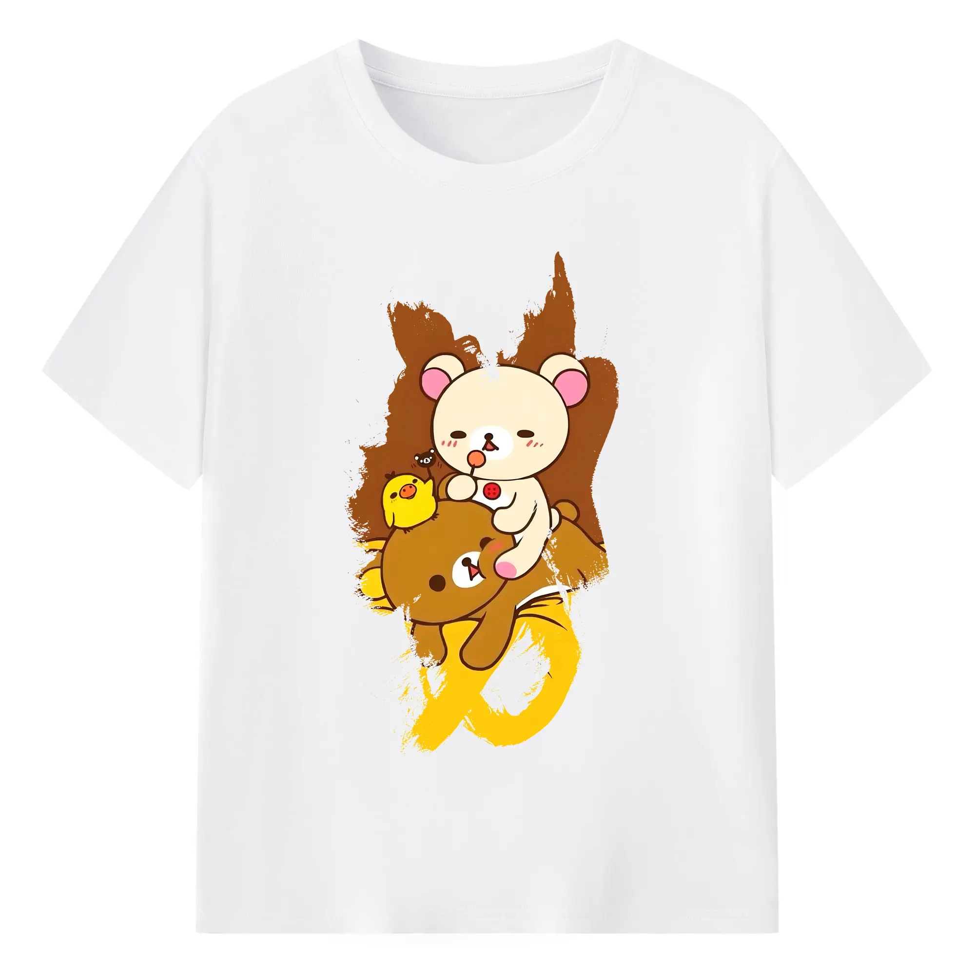 リラックマ (Rilakkuma) グッズ リラックマ (Rilakkuma) - 綿100％ 半袖Tシャツ ・ フロントプリント ・ 快適 通気性 ・ 日常使い 散歩 スポーツ用