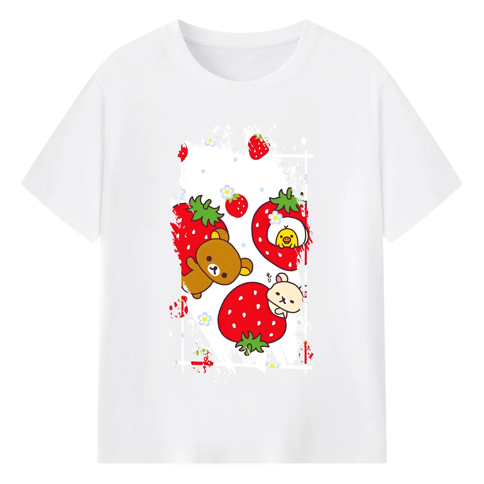 リラックマ (Rilakkuma) グッズ リラックマ (Rilakkuma) - 綿100％ 半袖Tシャツ ・ フロントプリント ・ 快適 通気性 ・ 日常使い 散歩 スポーツ用