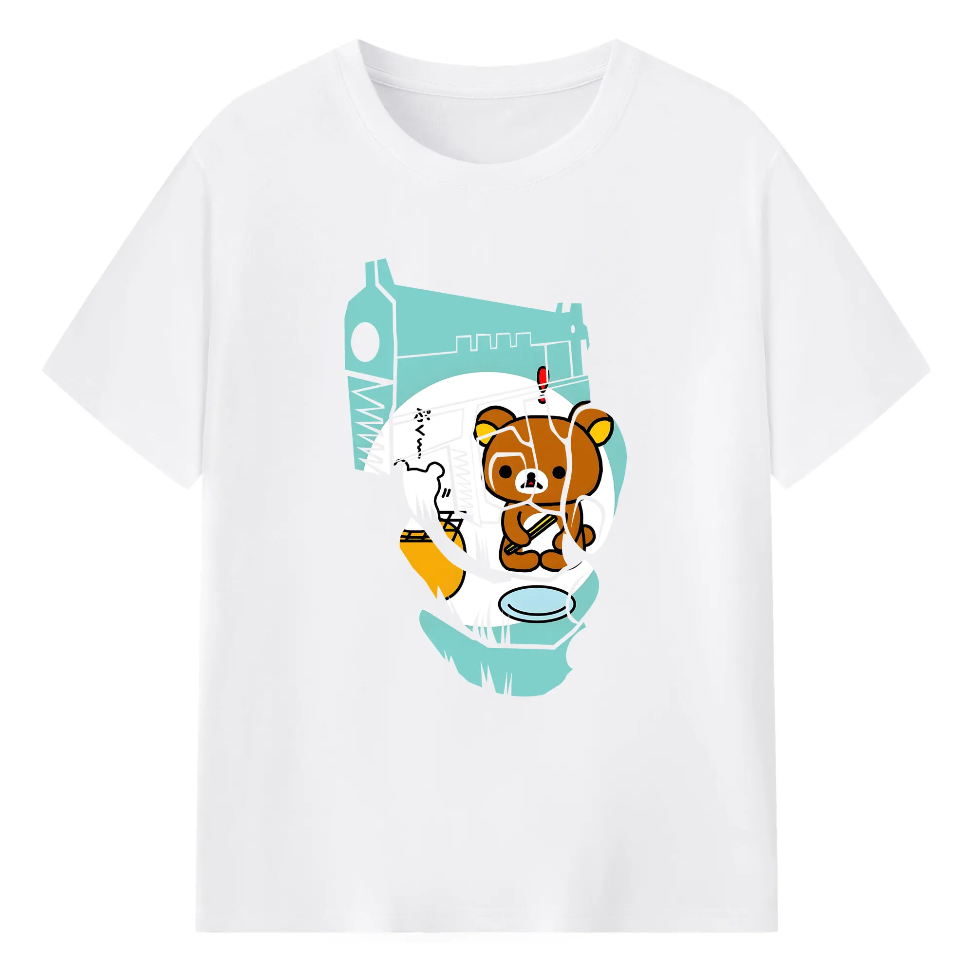 リラックマ (Rilakkuma) グッズ リラックマ (Rilakkuma) - 綿100％ 半袖Tシャツ ・ フロントプリント ・ 快適 通気性 ・ 日常使い 散歩 スポーツ用