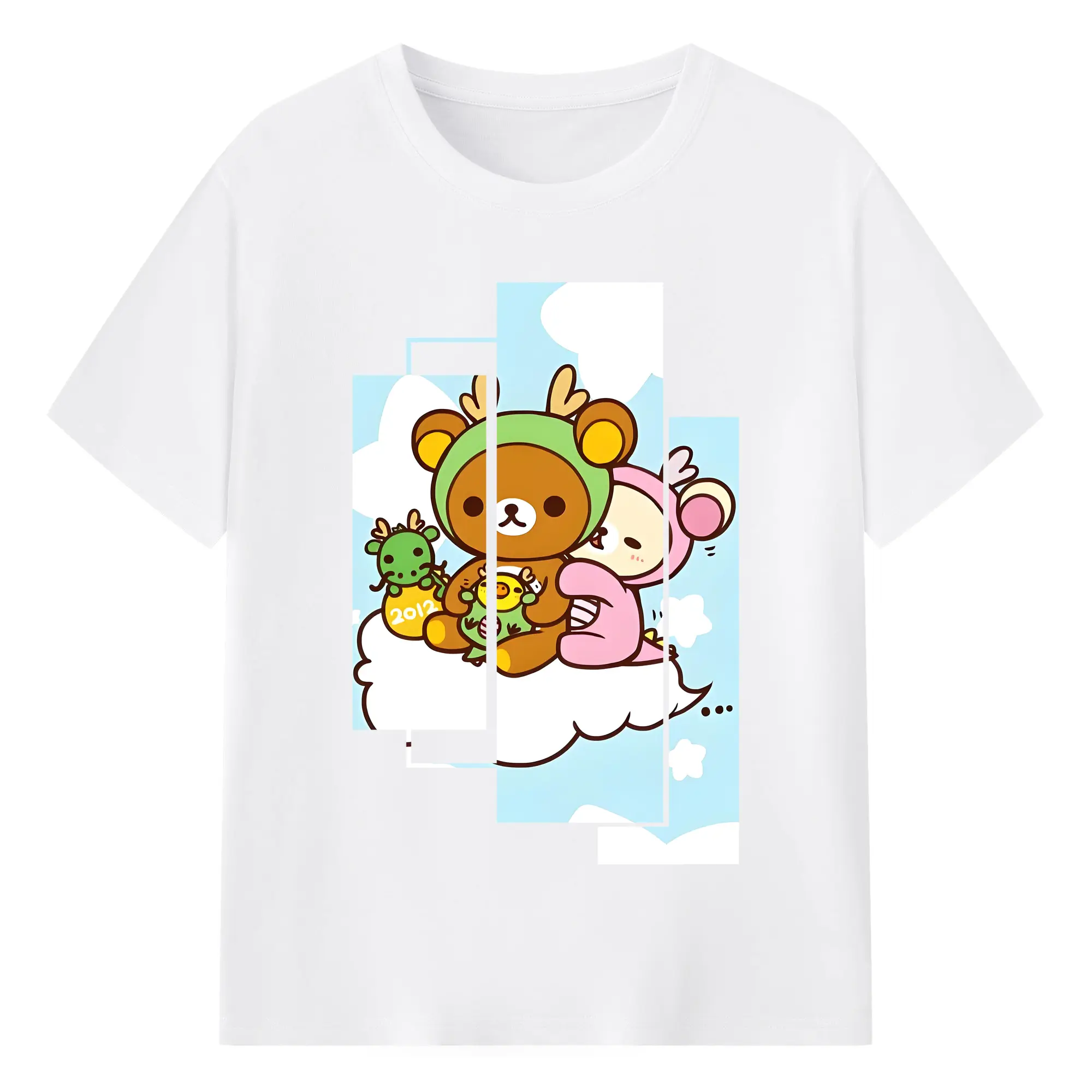 リラックマ (Rilakkuma) グッズ リラックマ (Rilakkuma) - 綿100％ 半袖Tシャツ ・ フロントプリント ・ 快適 通気性 ・ 日常使い 散歩 スポーツ用