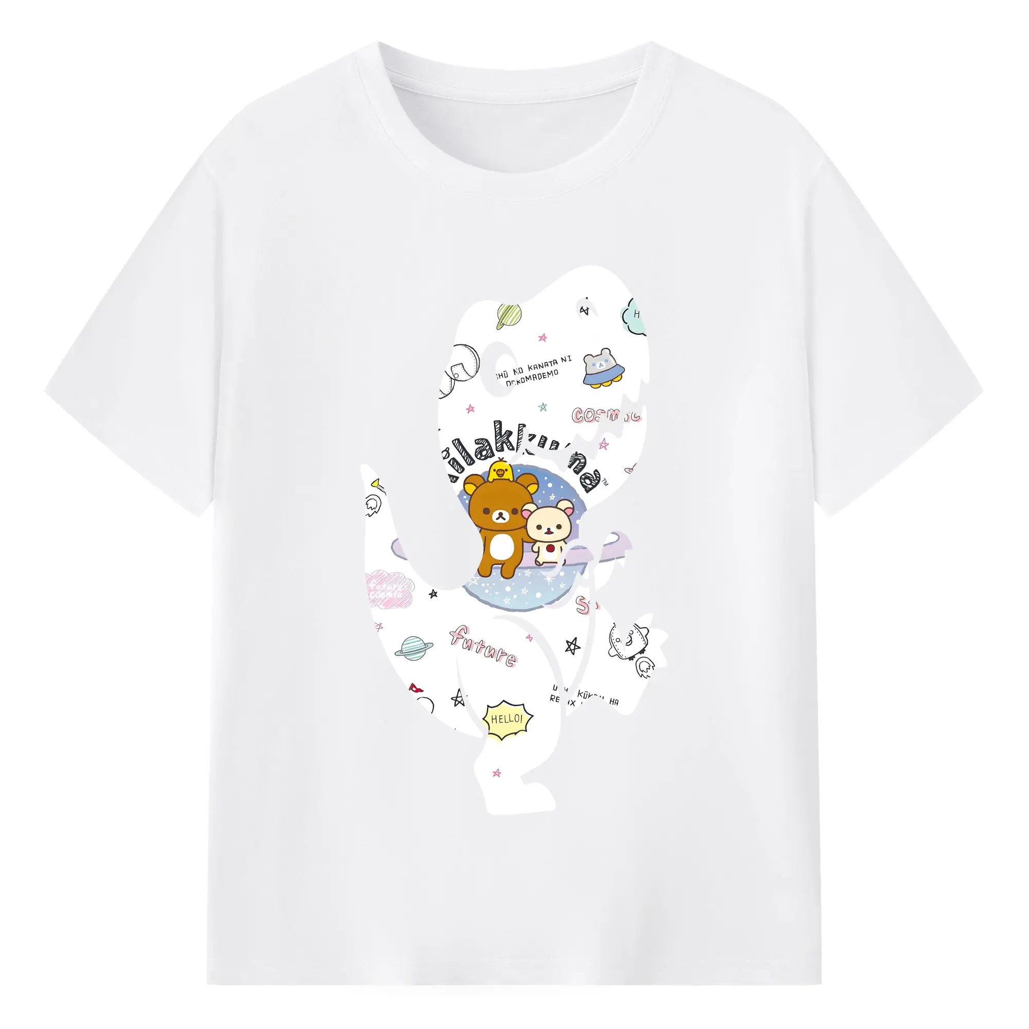 リラックマ (Rilakkuma) グッズ リラックマ (Rilakkuma) - 綿100％ 半袖Tシャツ ・ フロントプリント ・ 快適 通気性 ・ 日常使い 散歩 スポーツ用