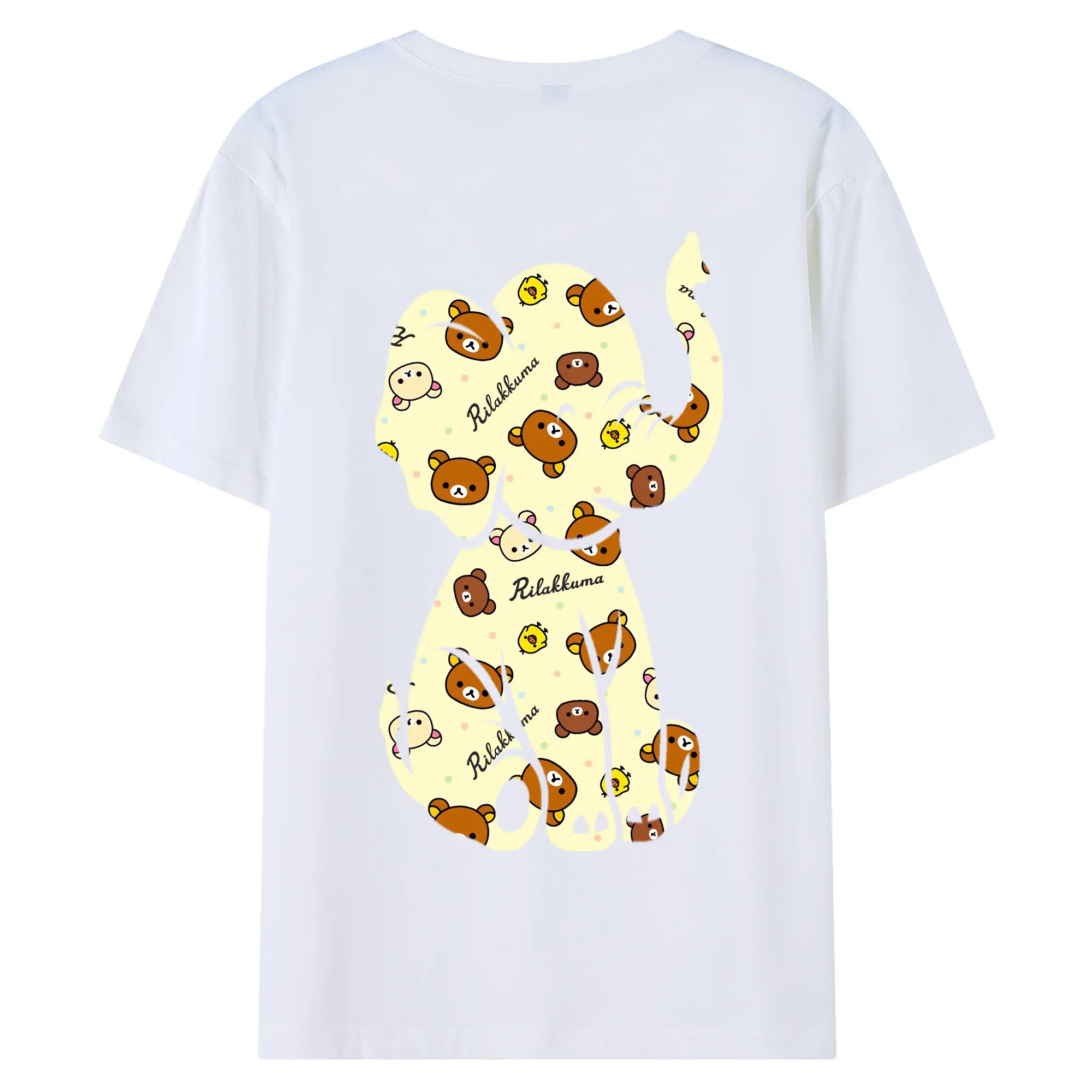 リラックマ (Rilakkuma) グッズ リラックマ (Rilakkuma) - 綿100％ 半袖Tシャツ ・ バックプリント ・ 快適 通気性 ・ 日常使い 散歩 スポーツ用