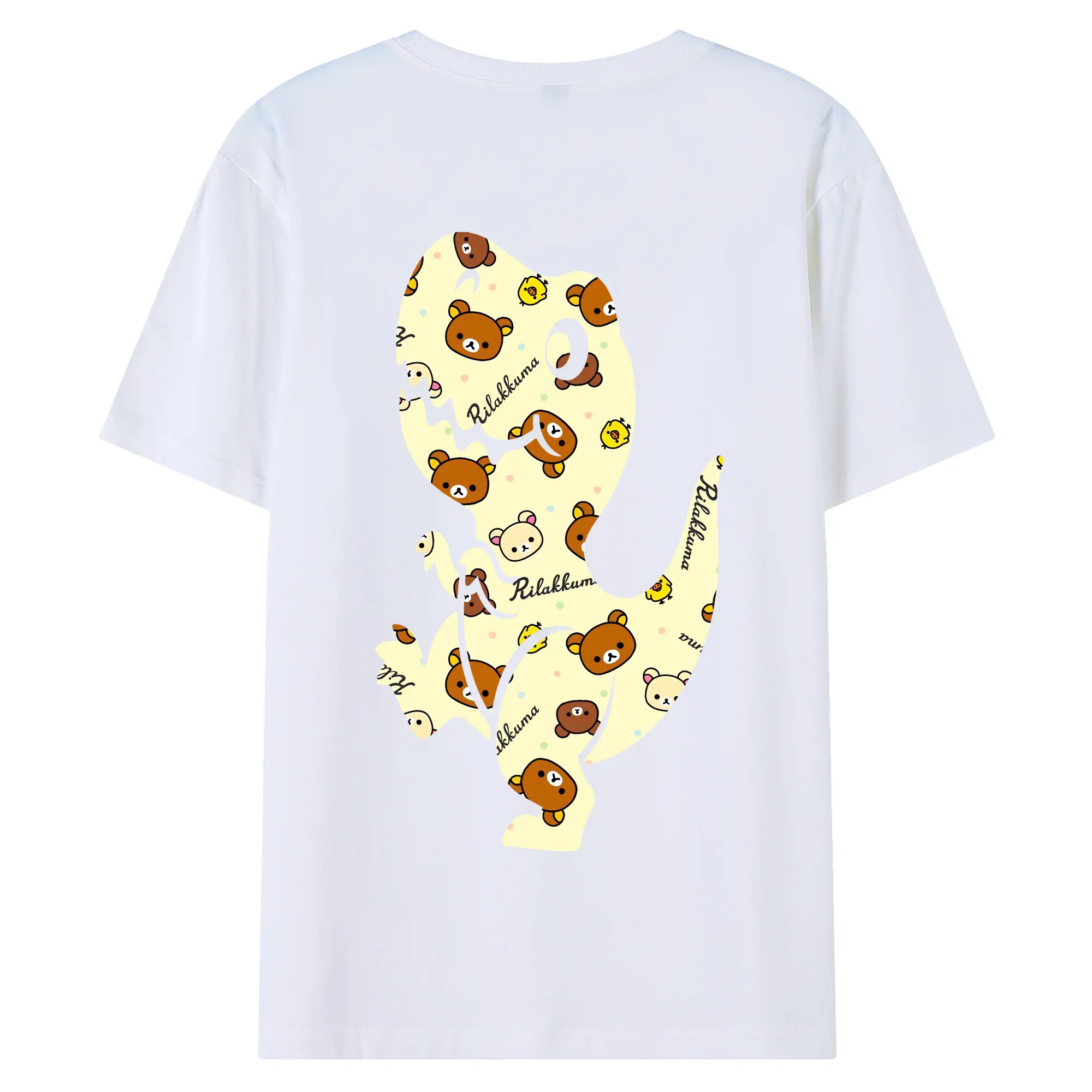 リラックマ (Rilakkuma) グッズ リラックマ (Rilakkuma) - 綿100％ 半袖Tシャツ ・ バックプリント ・ 快適 通気性 ・ 日常使い 散歩 スポーツ用