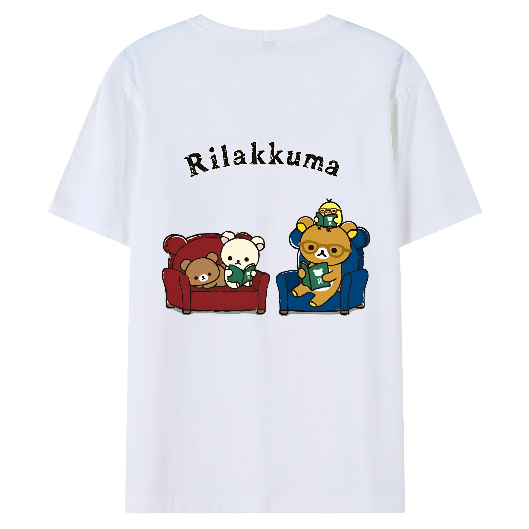 リラックマ (Rilakkuma) グッズ リラックマ (Rilakkuma) - 綿100％ 半袖Tシャツ ・ バックプリント ・ 快適 通気性 ・ 日常使い 散歩 スポーツ用
