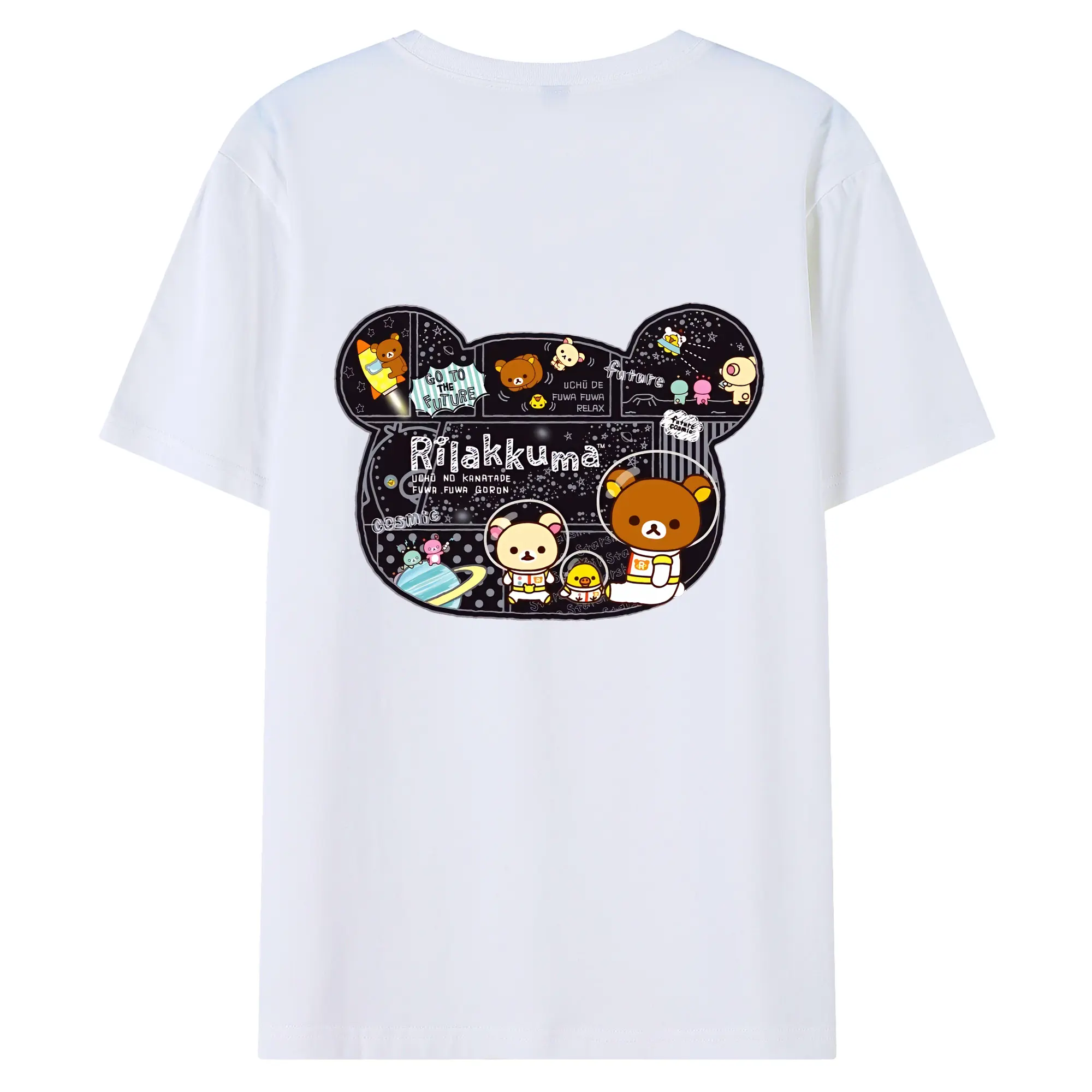 リラックマ (Rilakkuma) グッズ リラックマ (Rilakkuma) - 綿100％ 半袖Tシャツ ・ バックプリント ・ 快適 通気性 ・ 日常使い 散歩 スポーツ用