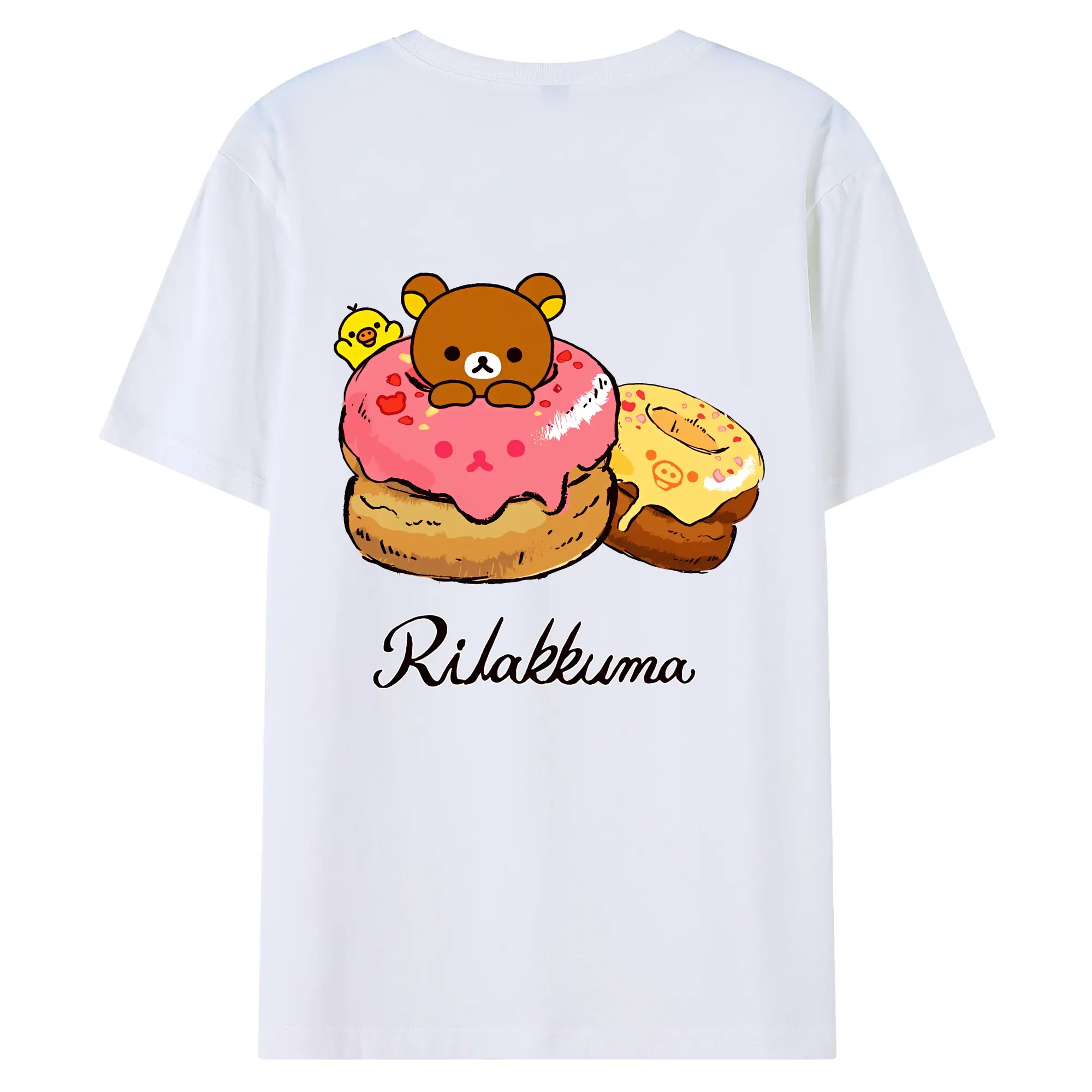 リラックマ (Rilakkuma) グッズ リラックマ (Rilakkuma) - 綿100％ 半袖Tシャツ ・ バックプリント ・ 快適 通気性 ・ 日常使い 散歩 スポーツ用