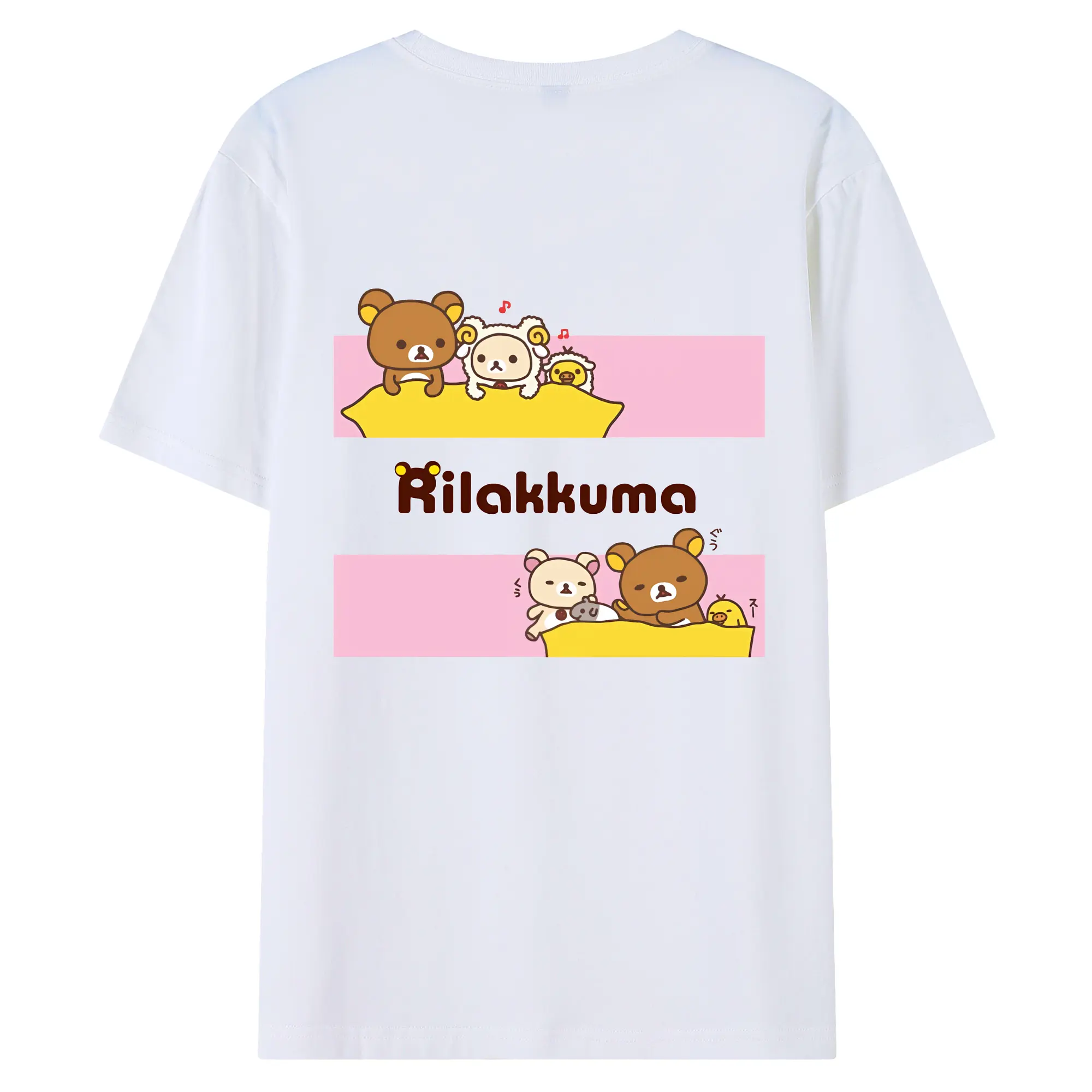 リラックマ (Rilakkuma) グッズ リラックマ (Rilakkuma) - 綿100％ 半袖Tシャツ ・ バックプリント ・ 快適 通気性 ・ 日常使い 散歩 スポーツ用