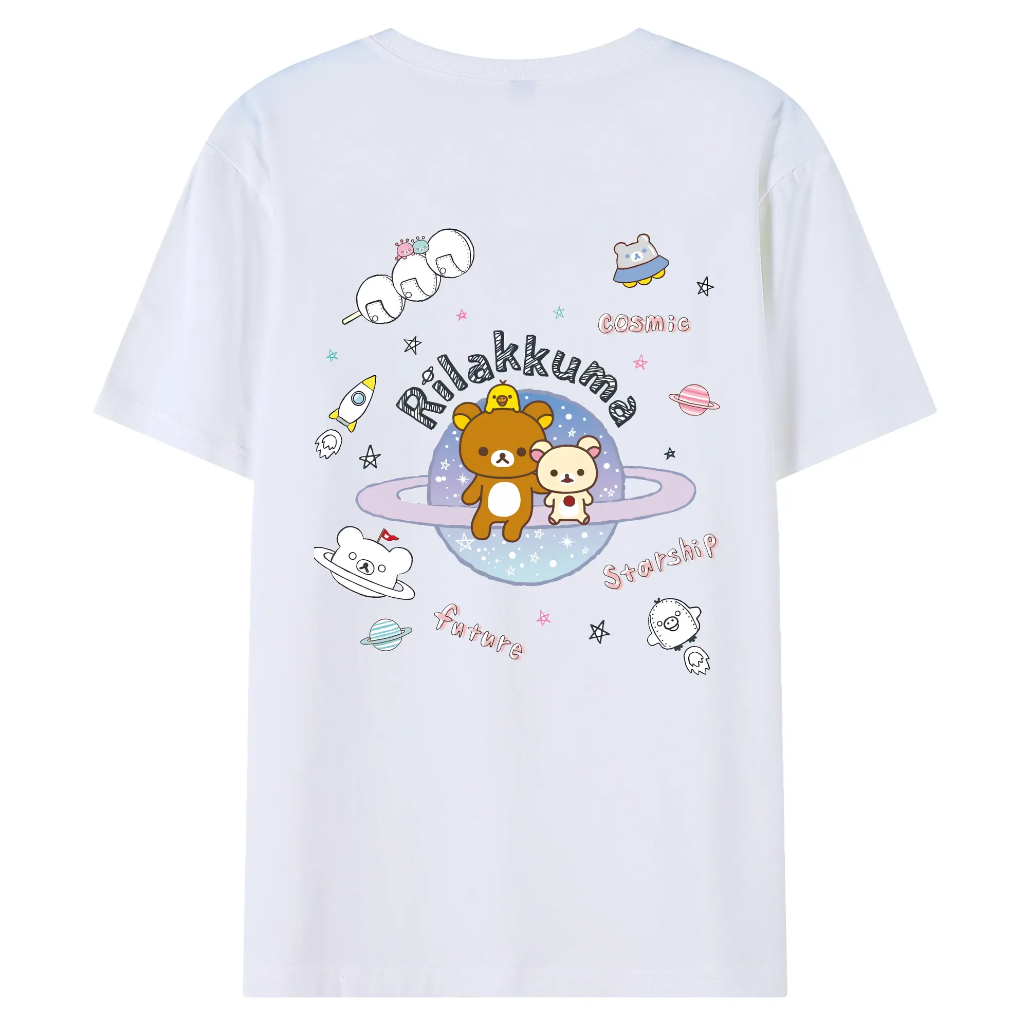 リラックマ (Rilakkuma) グッズ リラックマ (Rilakkuma) - 綿100％ 半袖Tシャツ ・ バックプリント ・ 快適 通気性 ・ 日常使い 散歩 スポーツ用