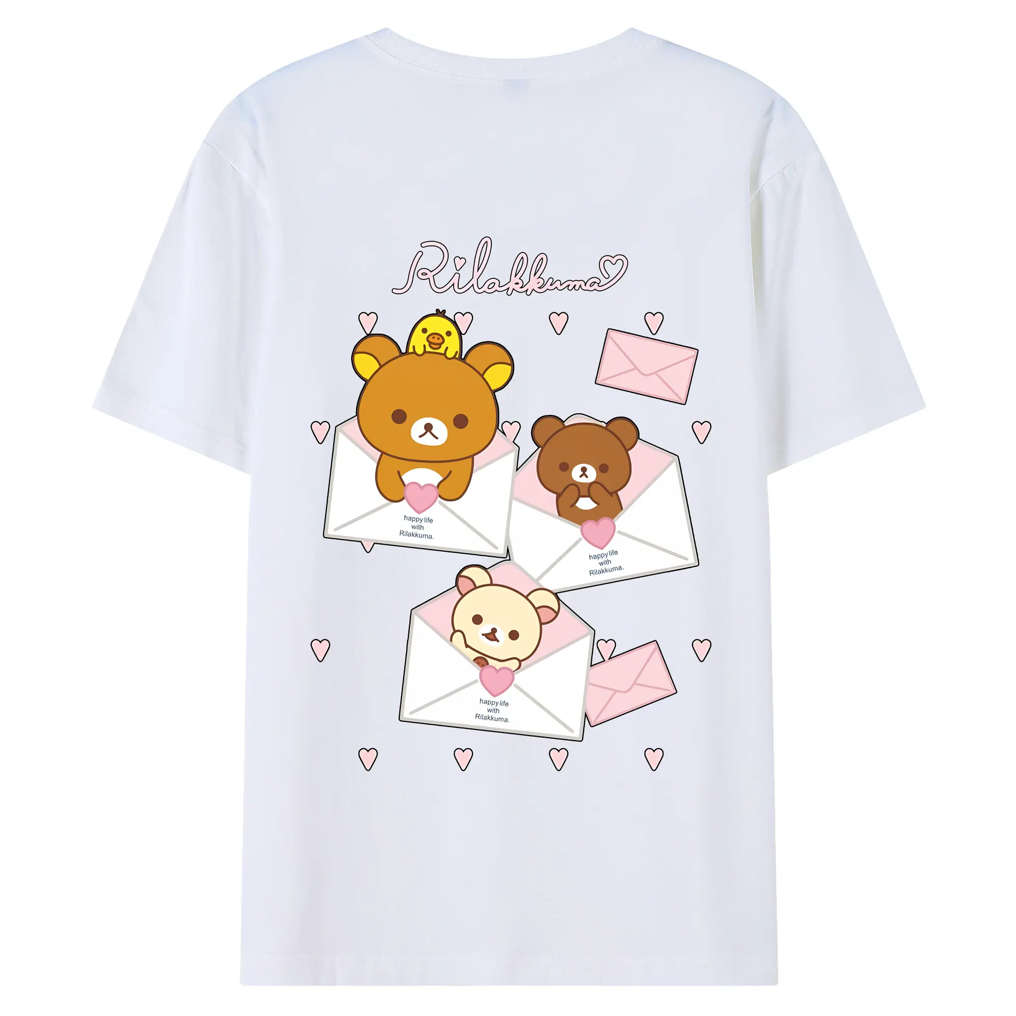 リラックマ (Rilakkuma) グッズ リラックマ (Rilakkuma) - 綿100％ 半袖Tシャツ ・ バックプリント ・ 快適 通気性 ・ 日常使い 散歩 スポーツ用