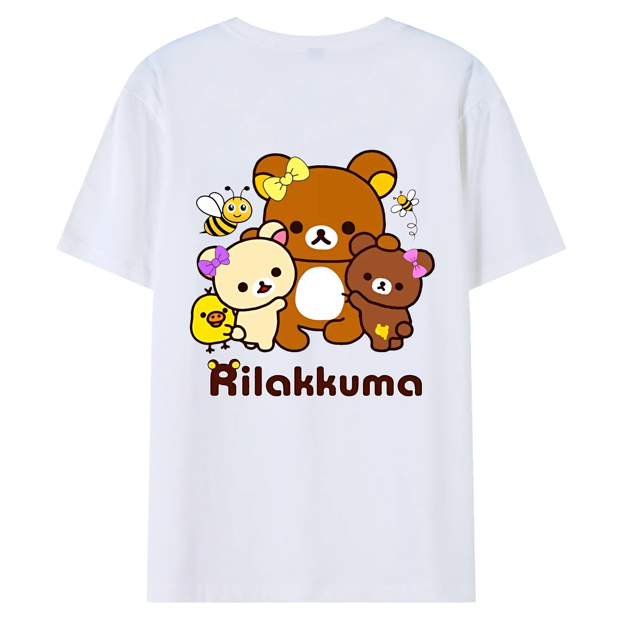 リラックマ (Rilakkuma) グッズ リラックマ (Rilakkuma) - 綿100％ 半袖Tシャツ ・ バックプリント ・ 快適 通気性 ・ 日常使い 散歩 スポーツ用