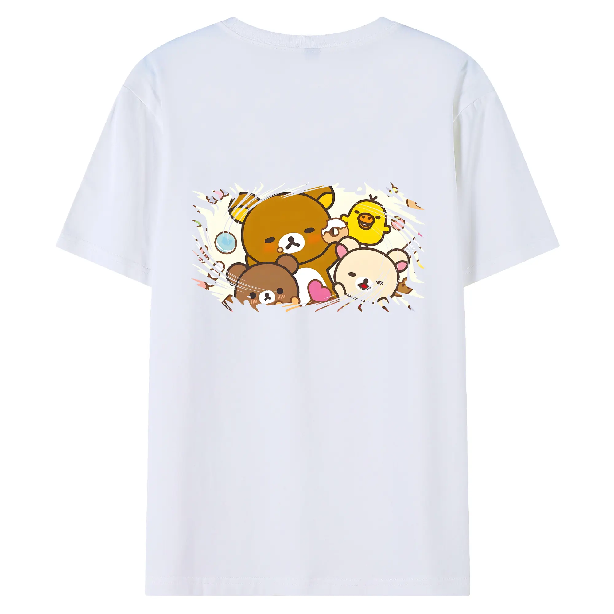 リラックマ (Rilakkuma) グッズ リラックマ (Rilakkuma) - 綿100％ 半袖Tシャツ ・ バックプリント ・ 快適 通気性 ・ 日常使い 散歩 スポーツ用