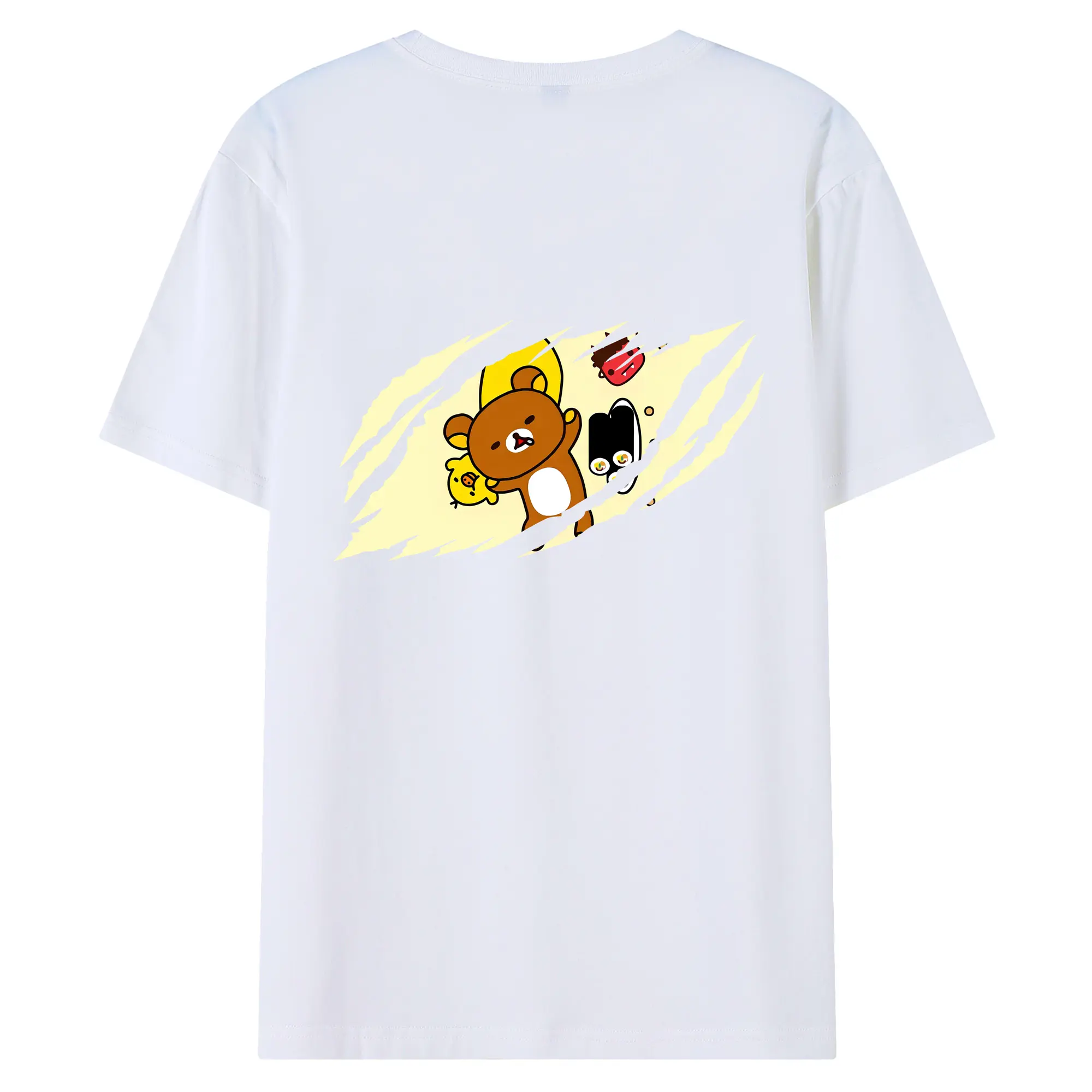 リラックマ (Rilakkuma) グッズ リラックマ (Rilakkuma) - 綿100％ 半袖Tシャツ ・ バックプリント ・ 快適 通気性 ・ 日常使い 散歩 スポーツ用