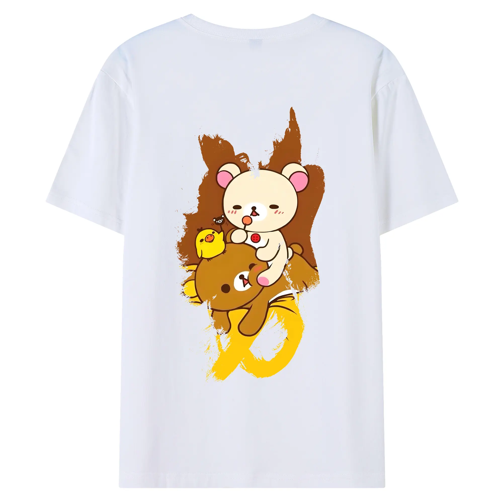 リラックマ (Rilakkuma) グッズ リラックマ (Rilakkuma) - 綿100％ 半袖Tシャツ ・ バックプリント ・ 快適 通気性 ・ 日常使い 散歩 スポーツ用