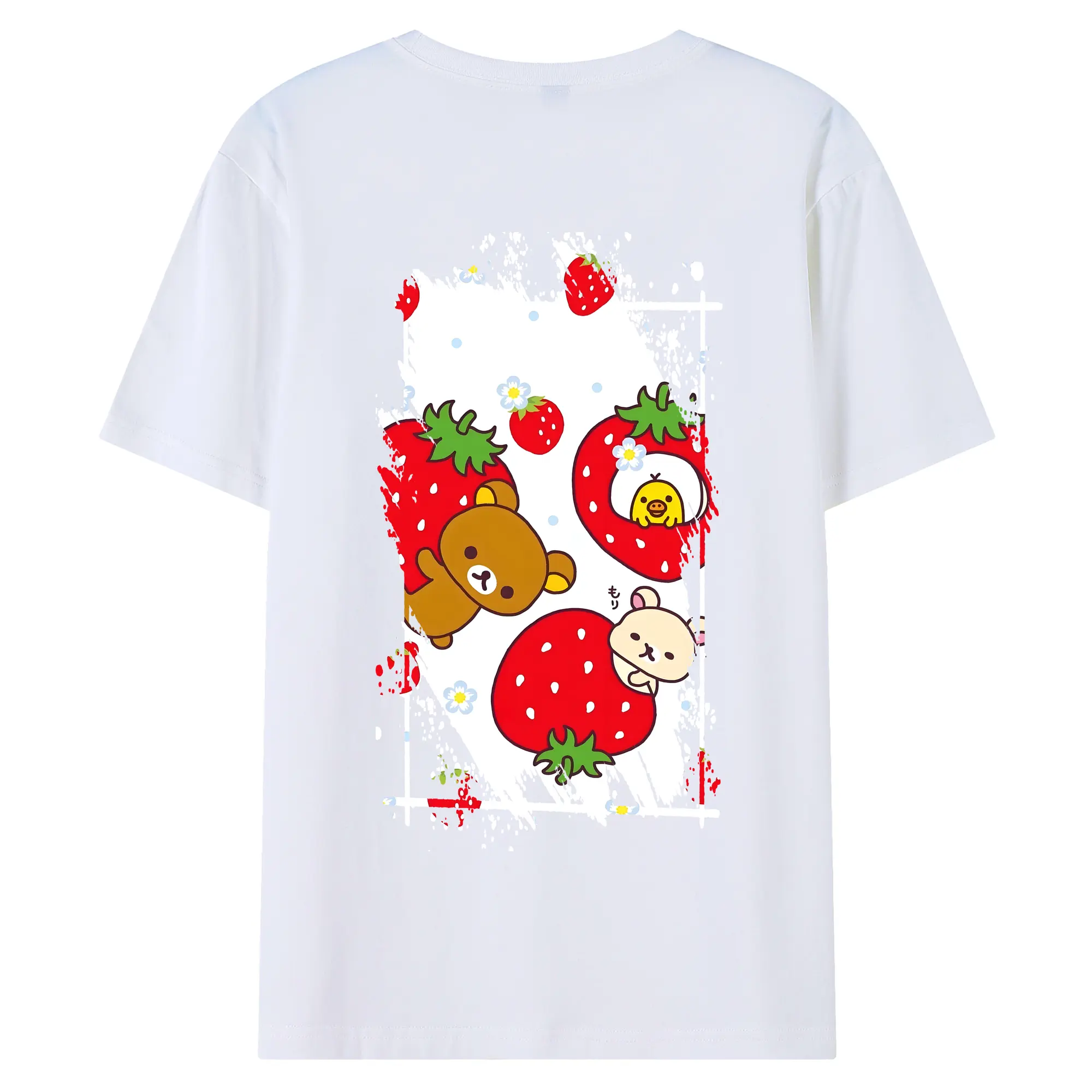 リラックマ (Rilakkuma) グッズ リラックマ (Rilakkuma) - 綿100％ 半袖Tシャツ ・ バックプリント ・ 快適 通気性 ・ 日常使い 散歩 スポーツ用