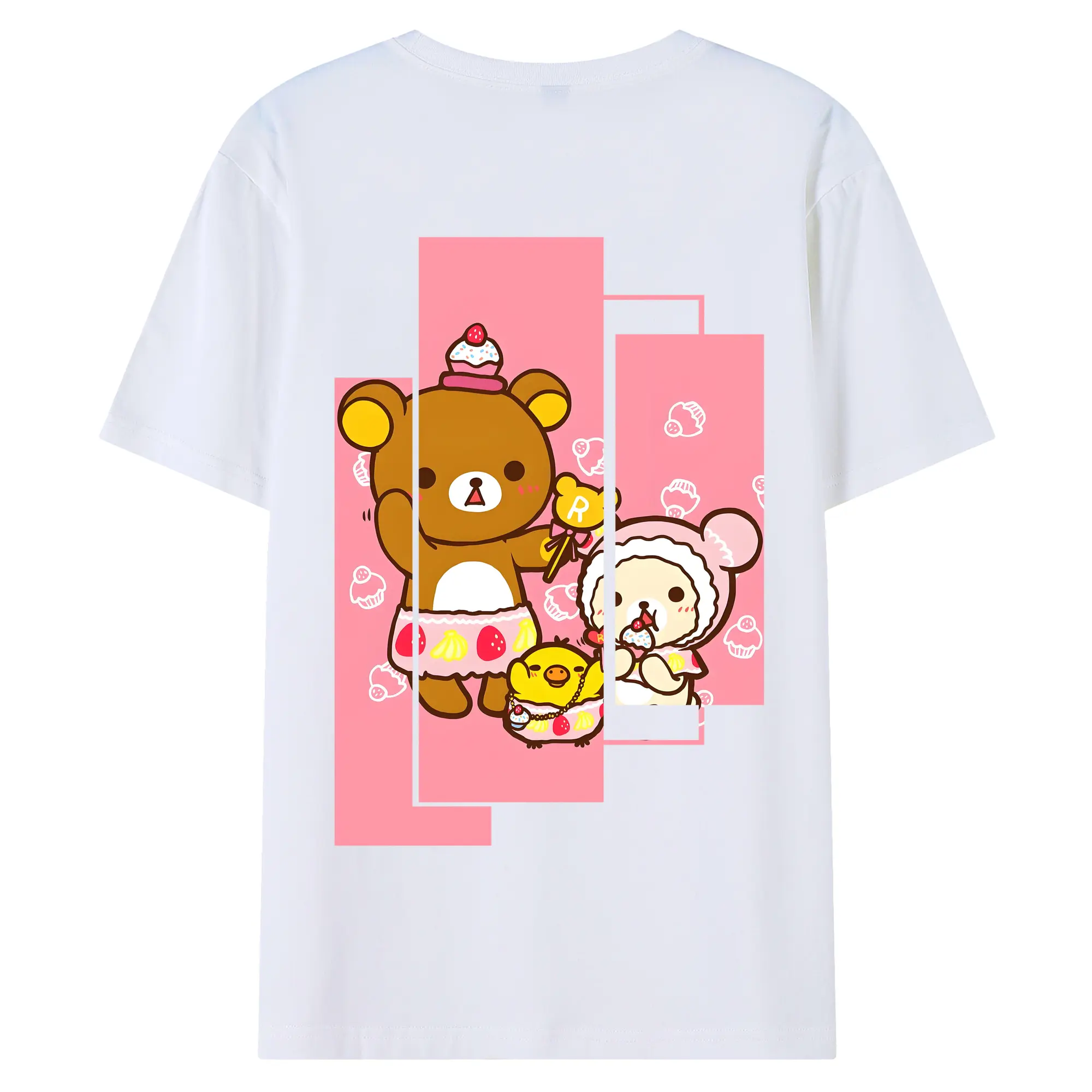 リラックマ (Rilakkuma) グッズ リラックマ (Rilakkuma) - 綿100％ 半袖Tシャツ ・ バックプリント ・ 快適 通気性 ・ 日常使い 散歩 スポーツ用