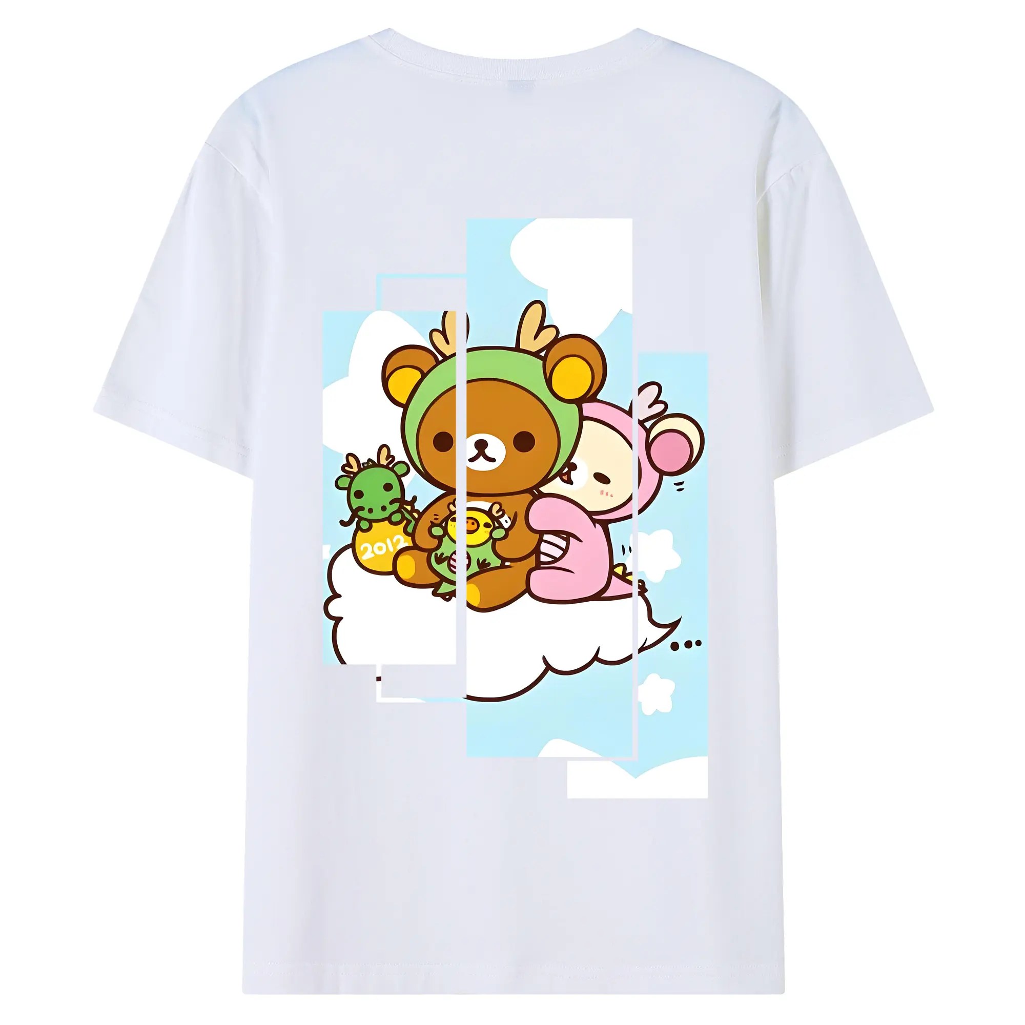 リラックマ (Rilakkuma) グッズ リラックマ (Rilakkuma) - 綿100％ 半袖Tシャツ ・ バックプリント ・ 快適 通気性 ・ 日常使い 散歩 スポーツ用