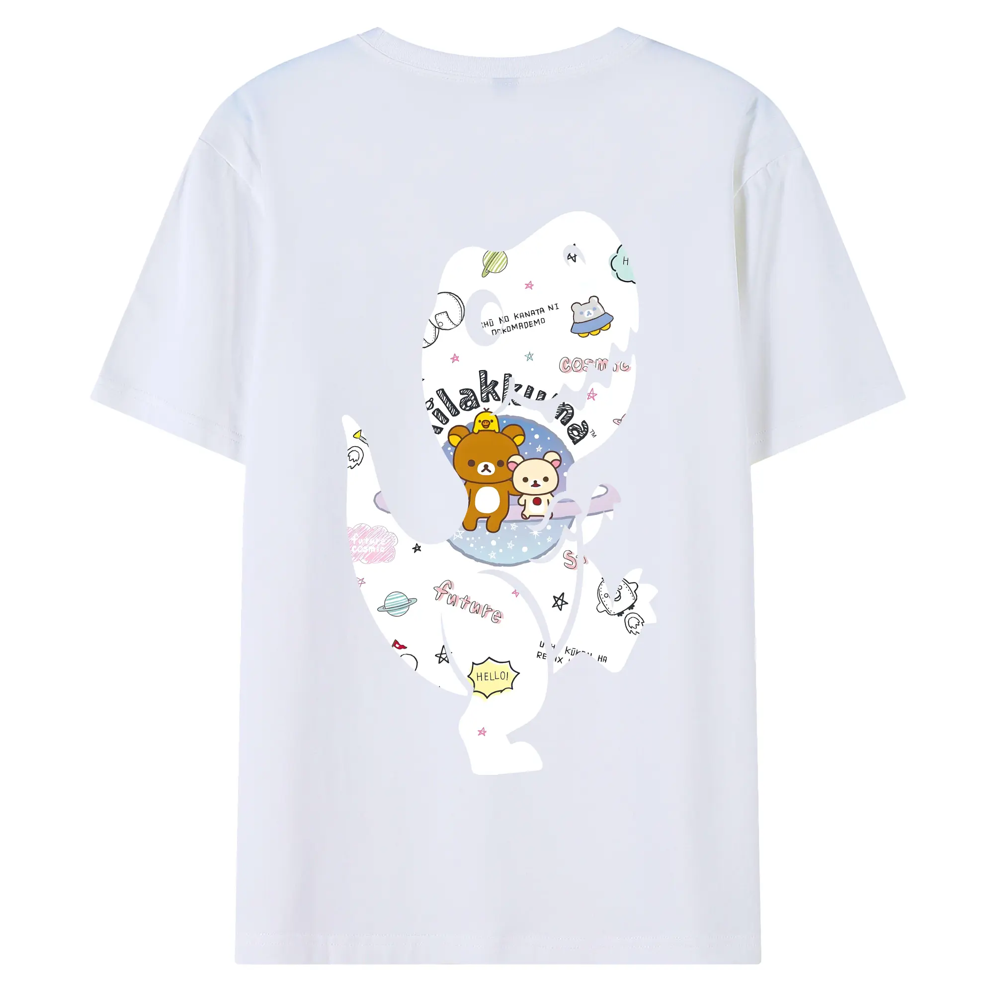 リラックマ (Rilakkuma) グッズ リラックマ (Rilakkuma) - 綿100％ 半袖Tシャツ ・ バックプリント ・ 快適 通気性 ・ 日常使い 散歩 スポーツ用