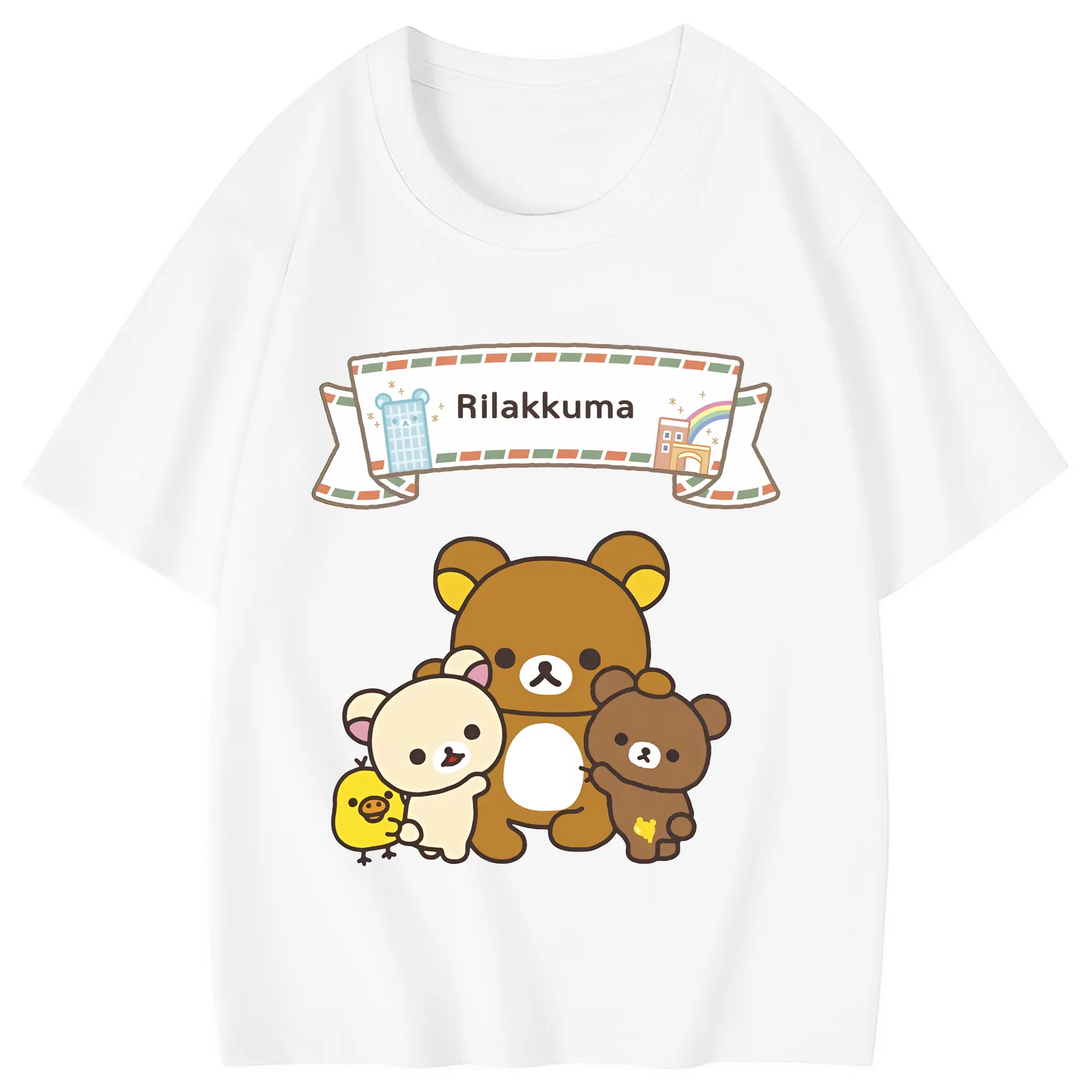 リラックマ (Rilakkuma) グッズ リラックマ (Rilakkuma) - 綿100％ キッズTシャツ ・ フロントプリント ・ 快適 通気性 ・ スポーツ カジュアル 散歩用