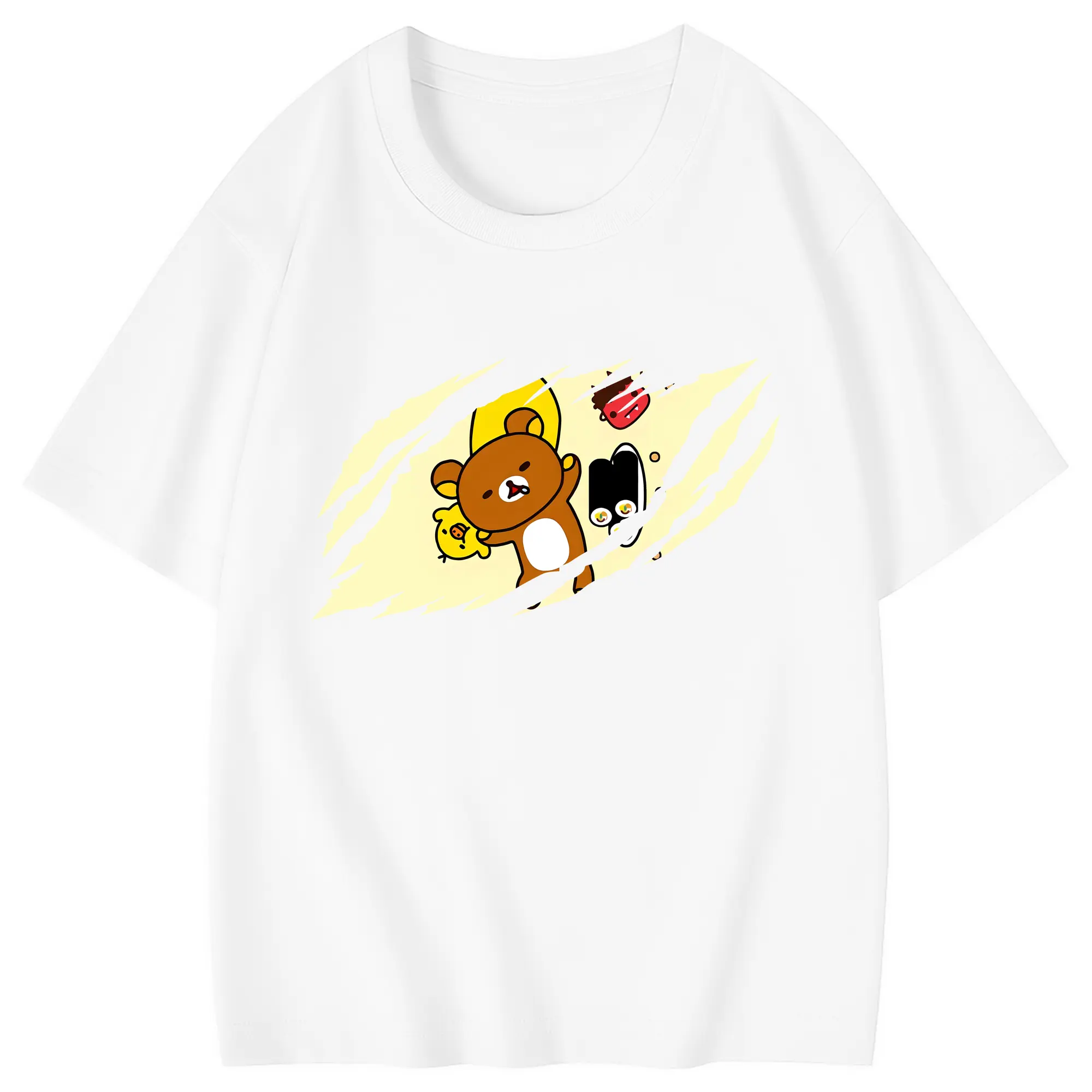 リラックマ (Rilakkuma) グッズ リラックマ (Rilakkuma) - 綿100％ キッズTシャツ ・ フロントプリント ・ 快適 通気性 ・ スポーツ カジュアル 散歩用