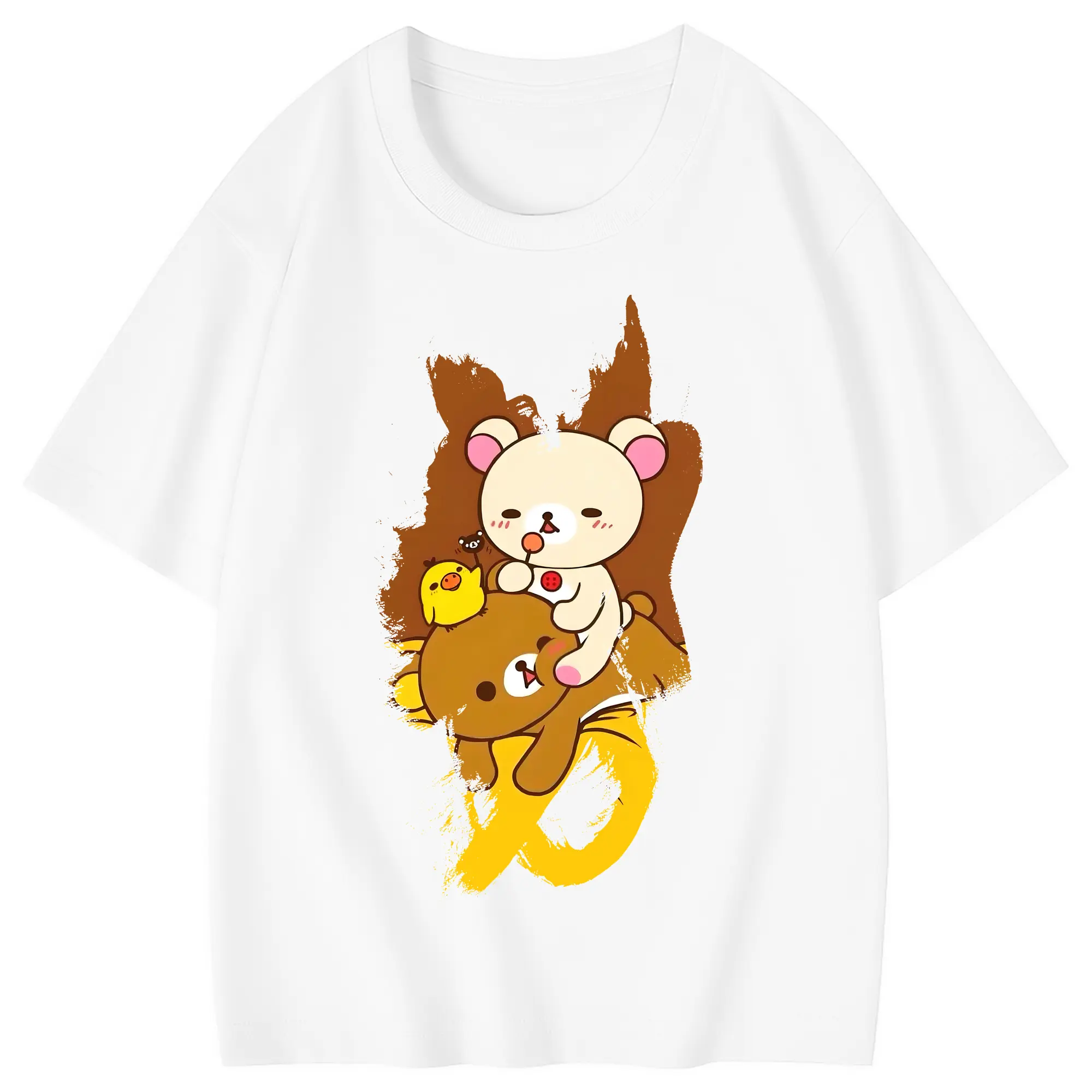 リラックマ (Rilakkuma) グッズ リラックマ (Rilakkuma) - 綿100％ キッズTシャツ ・ フロントプリント ・ 快適 通気性 ・ スポーツ カジュアル 散歩用