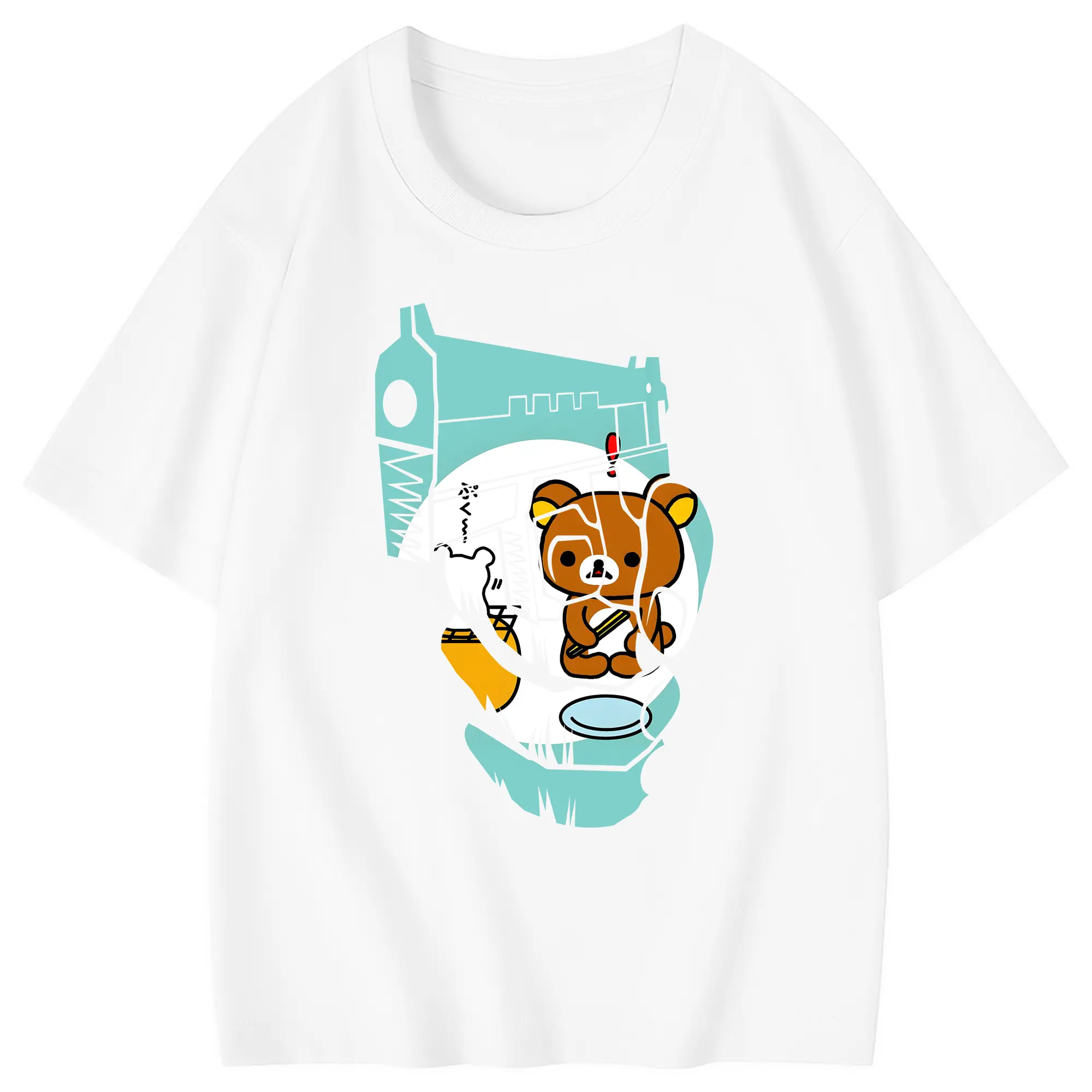 リラックマ (Rilakkuma) グッズ リラックマ (Rilakkuma) - 綿100％ キッズTシャツ ・ フロントプリント ・ 快適 通気性 ・ スポーツ カジュアル 散歩用