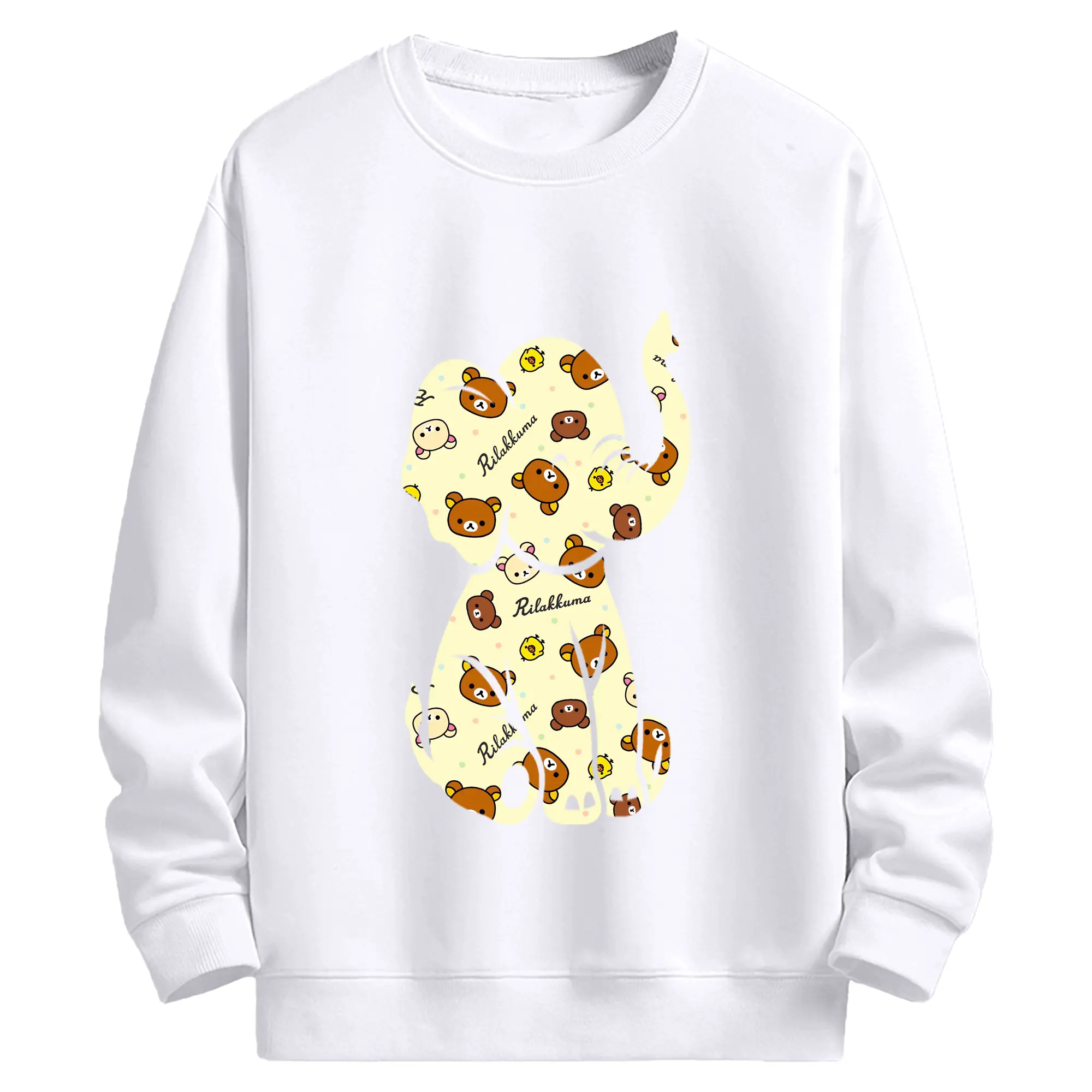 リラックマ (Rilakkuma) グッズ リラックマ (Rilakkuma) - 高品質 クルーネック スウェット ・ コットン59％ ポリエステル41％ ・ ユニセックス 長袖 トレーナー ・ カジュアル デイリー スポーツ 散歩用