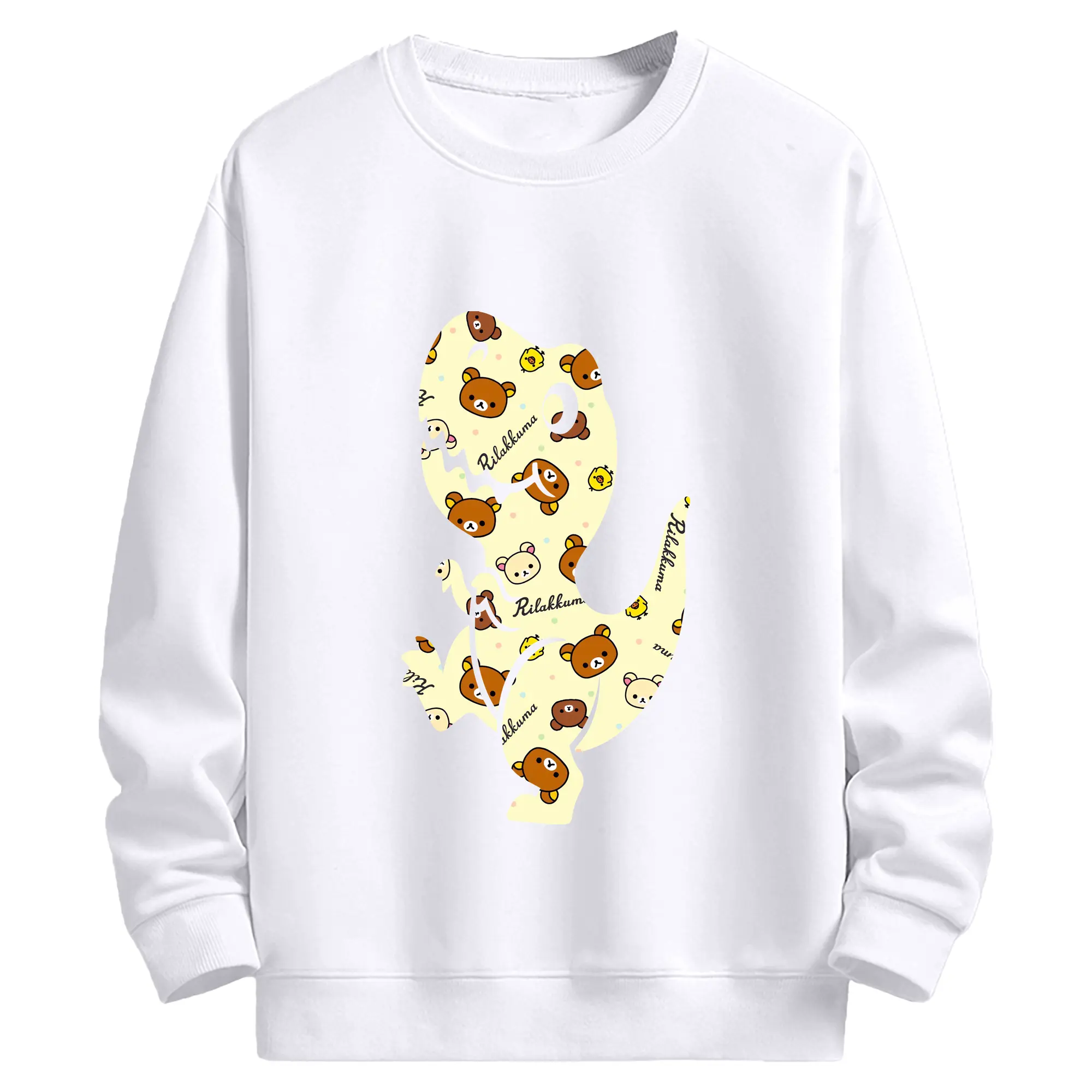 リラックマ (Rilakkuma) グッズ リラックマ (Rilakkuma) - 高品質 クルーネック スウェット ・ コットン59％ ポリエステル41％ ・ ユニセックス 長袖 トレーナー ・ カジュアル デイリー スポーツ 散歩用