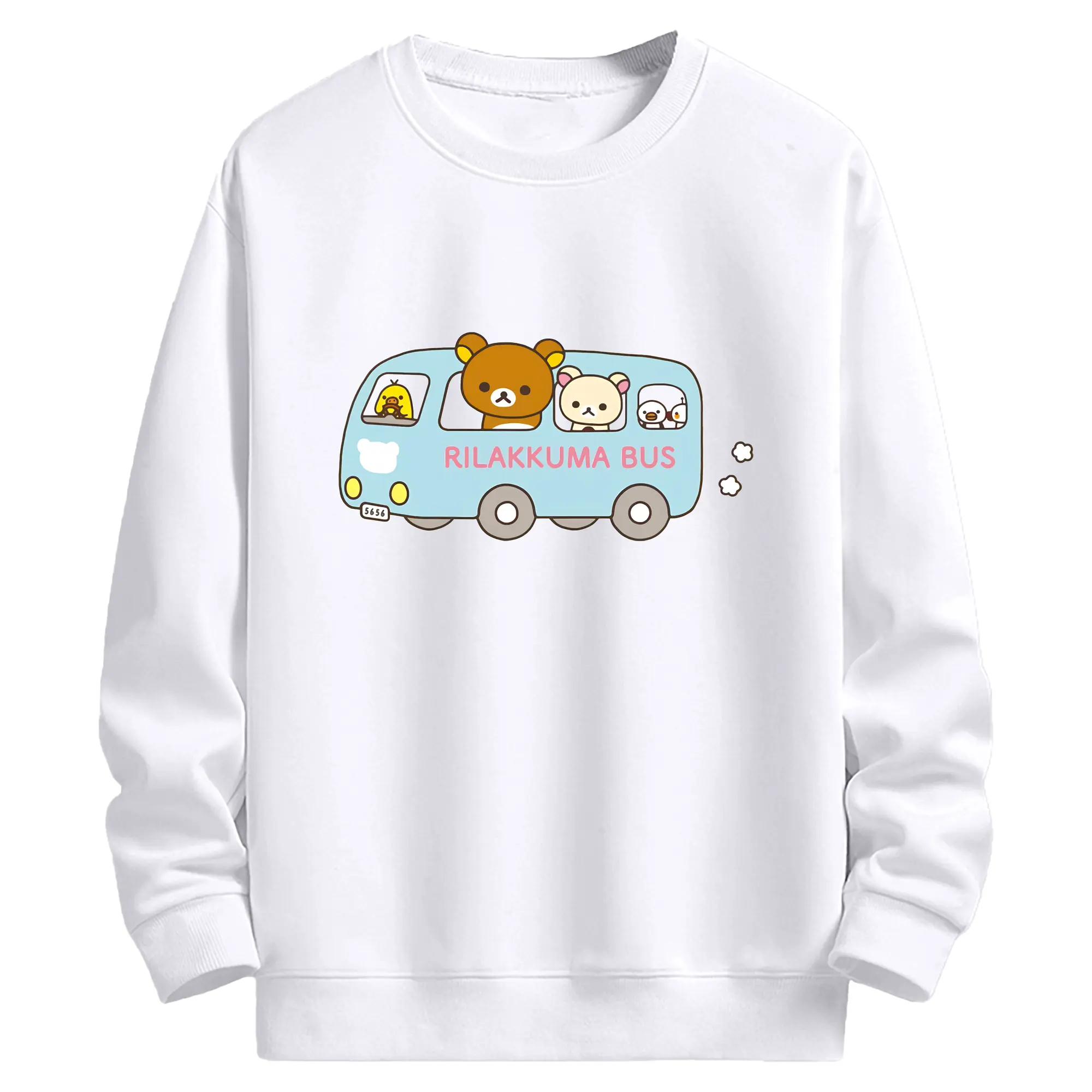 リラックマ (Rilakkuma) グッズ リラックマ (Rilakkuma) - 高品質 クルーネック スウェット ・ コットン59％ ポリエステル41％ ・ ユニセックス 長袖 トレーナー ・ カジュアル デイリー スポーツ 散歩用