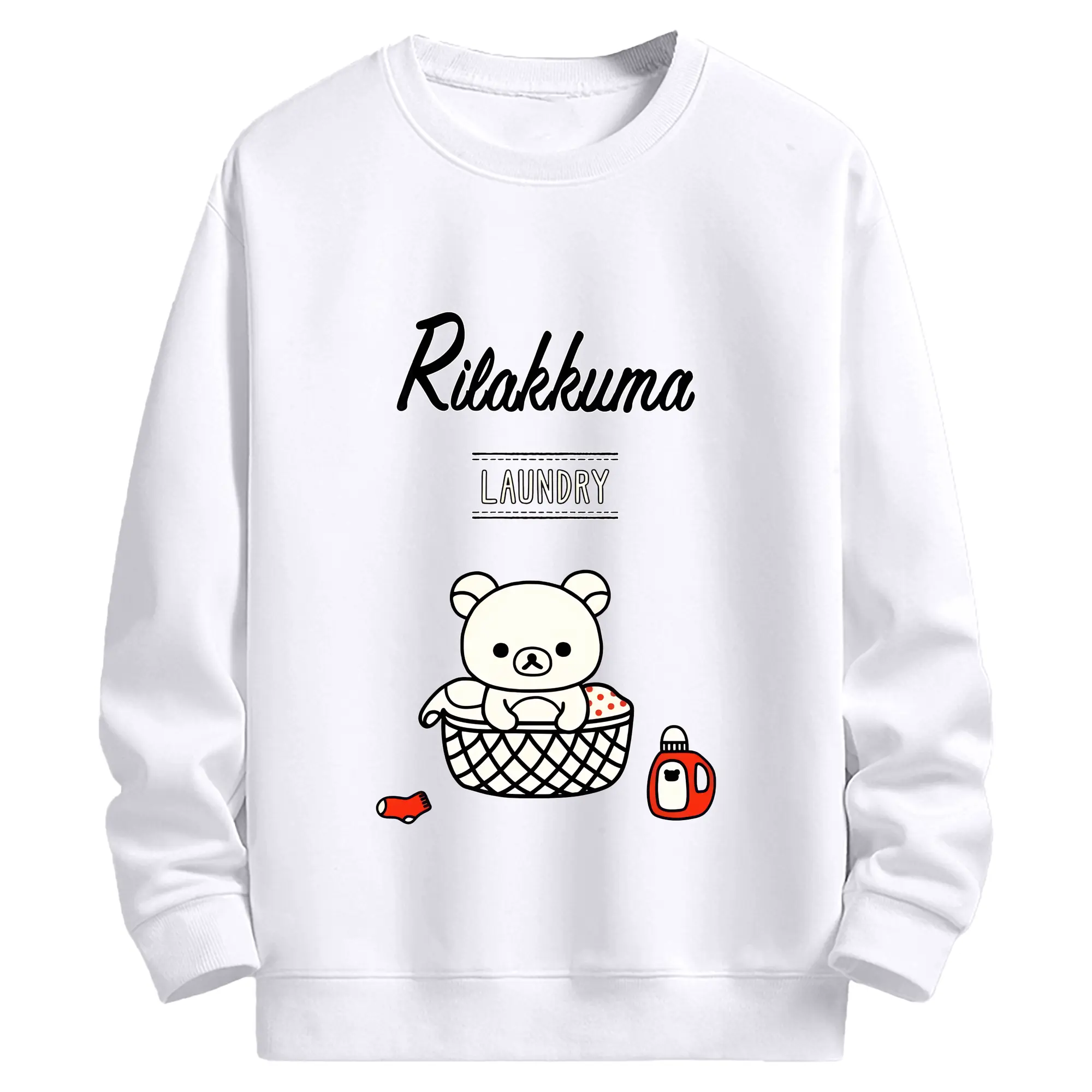 リラックマ (Rilakkuma) グッズ リラックマ (Rilakkuma) - 高品質 クルーネック スウェット ・ コットン59％ ポリエステル41％ ・ ユニセックス 長袖 トレーナー ・ カジュアル デイリー スポーツ 散歩用